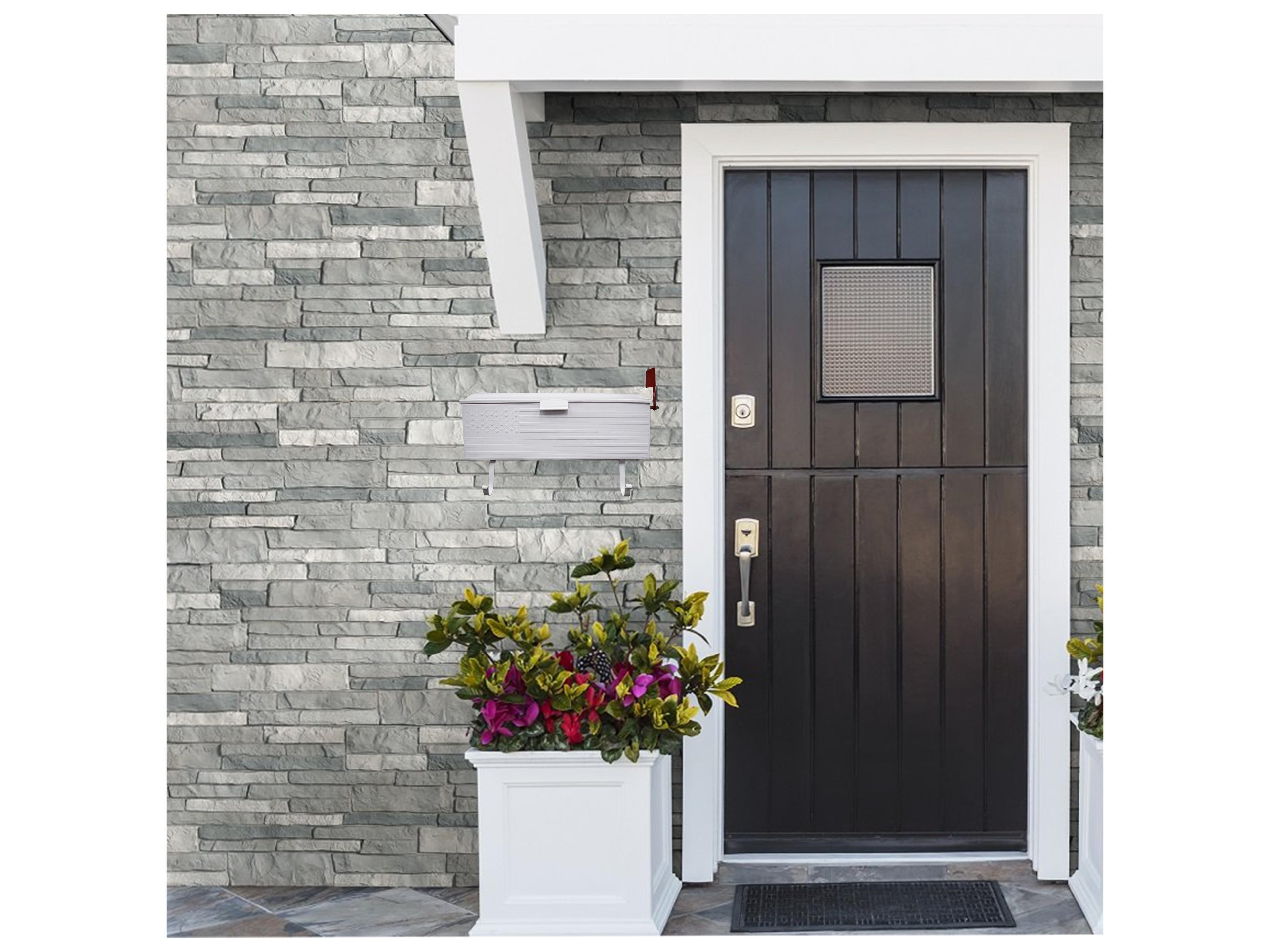 Oakland Living White Patriotic Wall Mounted Mailbox with Outgoing Mail Flag and Newspaper Hangers