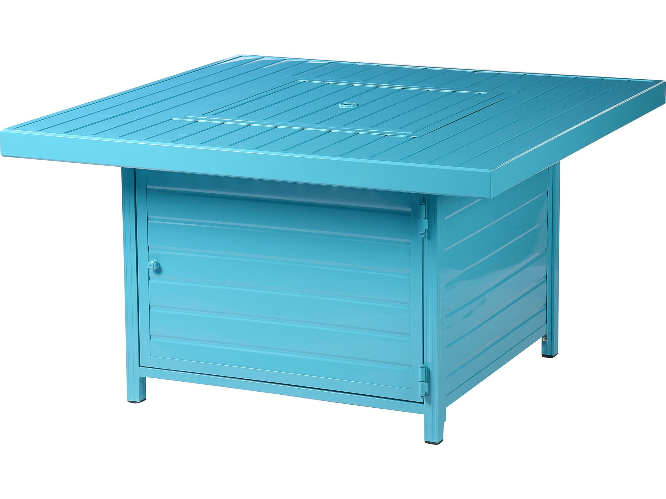 Oakland Living Square Aluminum Propane Outdoor Fire Pit Table with Glass Beads