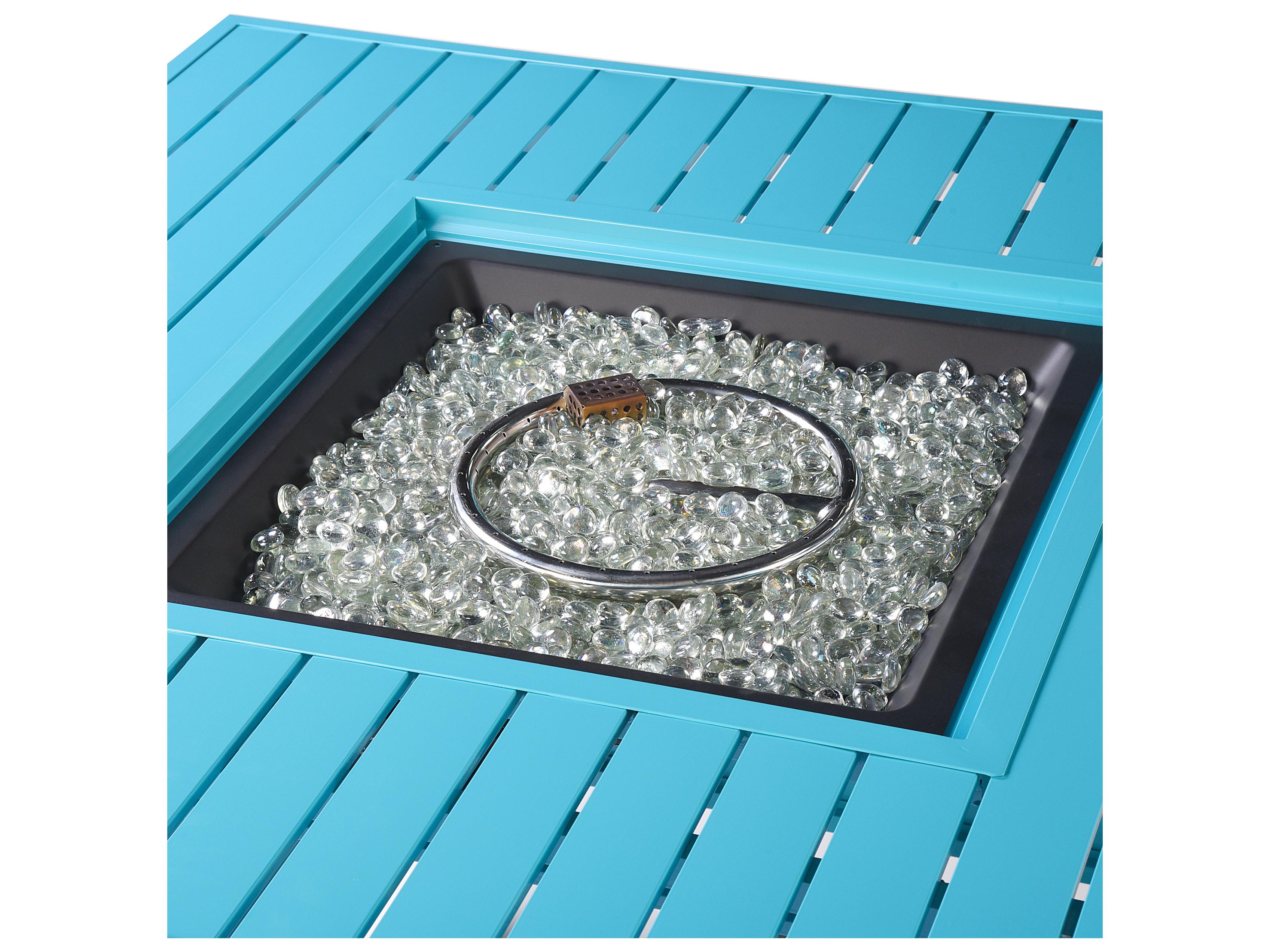 Oakland Living Square Aluminum Propane Outdoor Fire Pit Table with Glass Beads