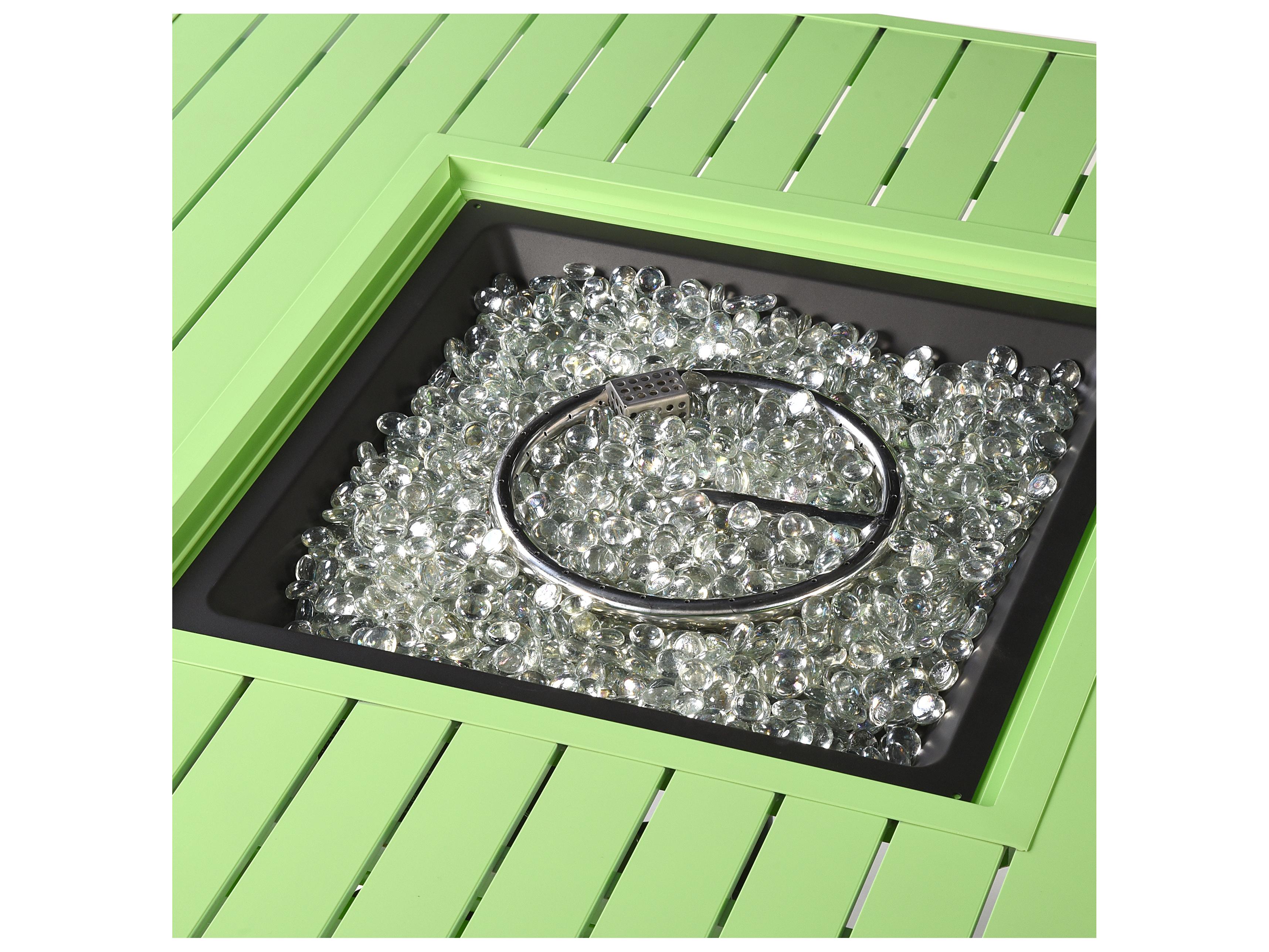 Oakland Living Square Aluminum Propane Patio Fire Pit Table with Glass Beads