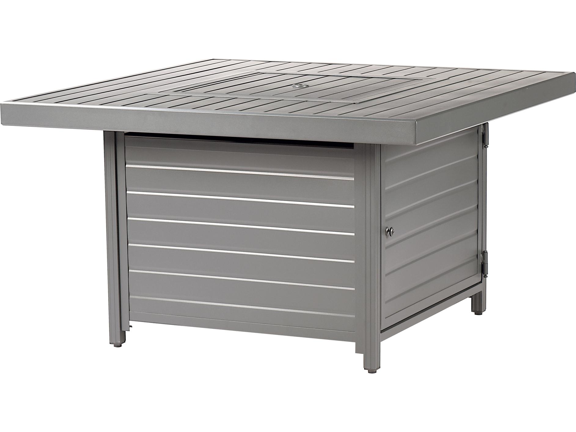 Oakland Living Square Aluminum Propane Outdoor Fire Pit Table with Glass Beads