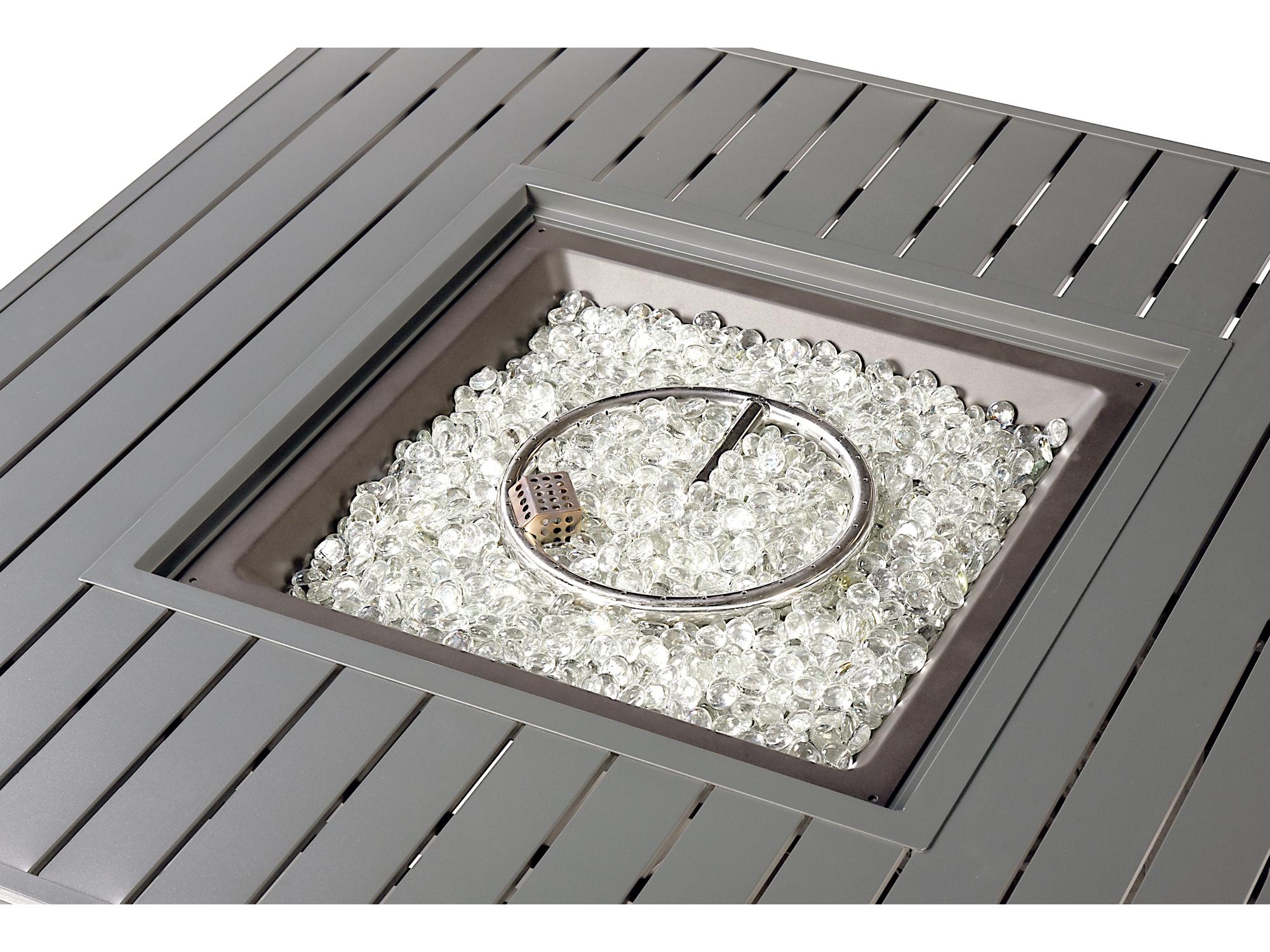 Oakland Living Square Aluminum Propane Outdoor Fire Pit Table with Glass Beads