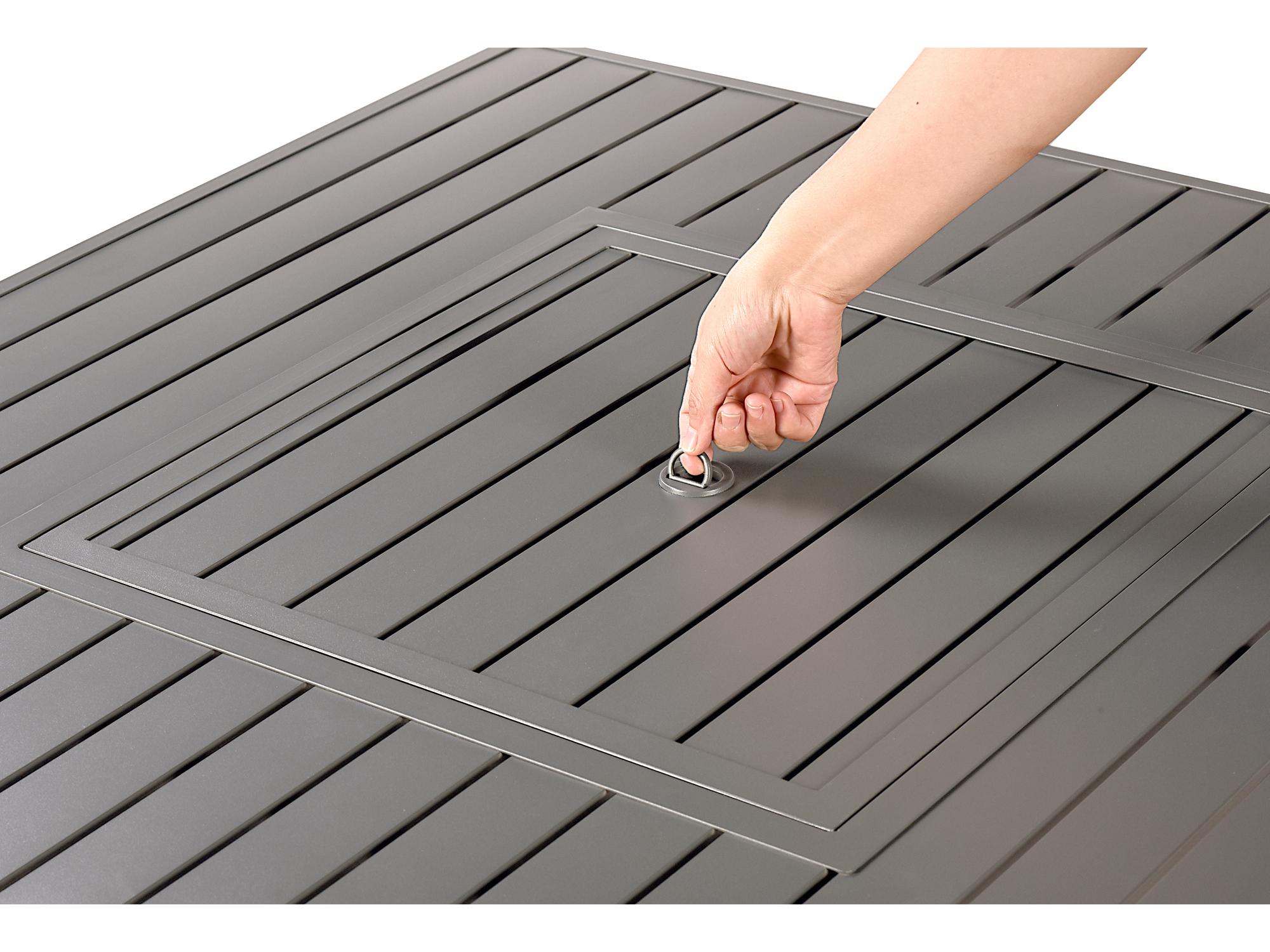 Oakland Living Square Aluminum Propane Outdoor Fire Pit Table with Glass Beads