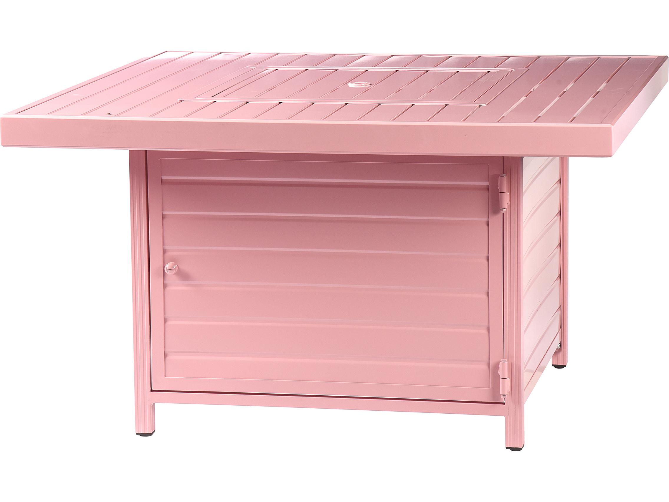 Oakland Living Square Aluminum Propane Outdoor Patio Fire Pit Table with Glass Beads