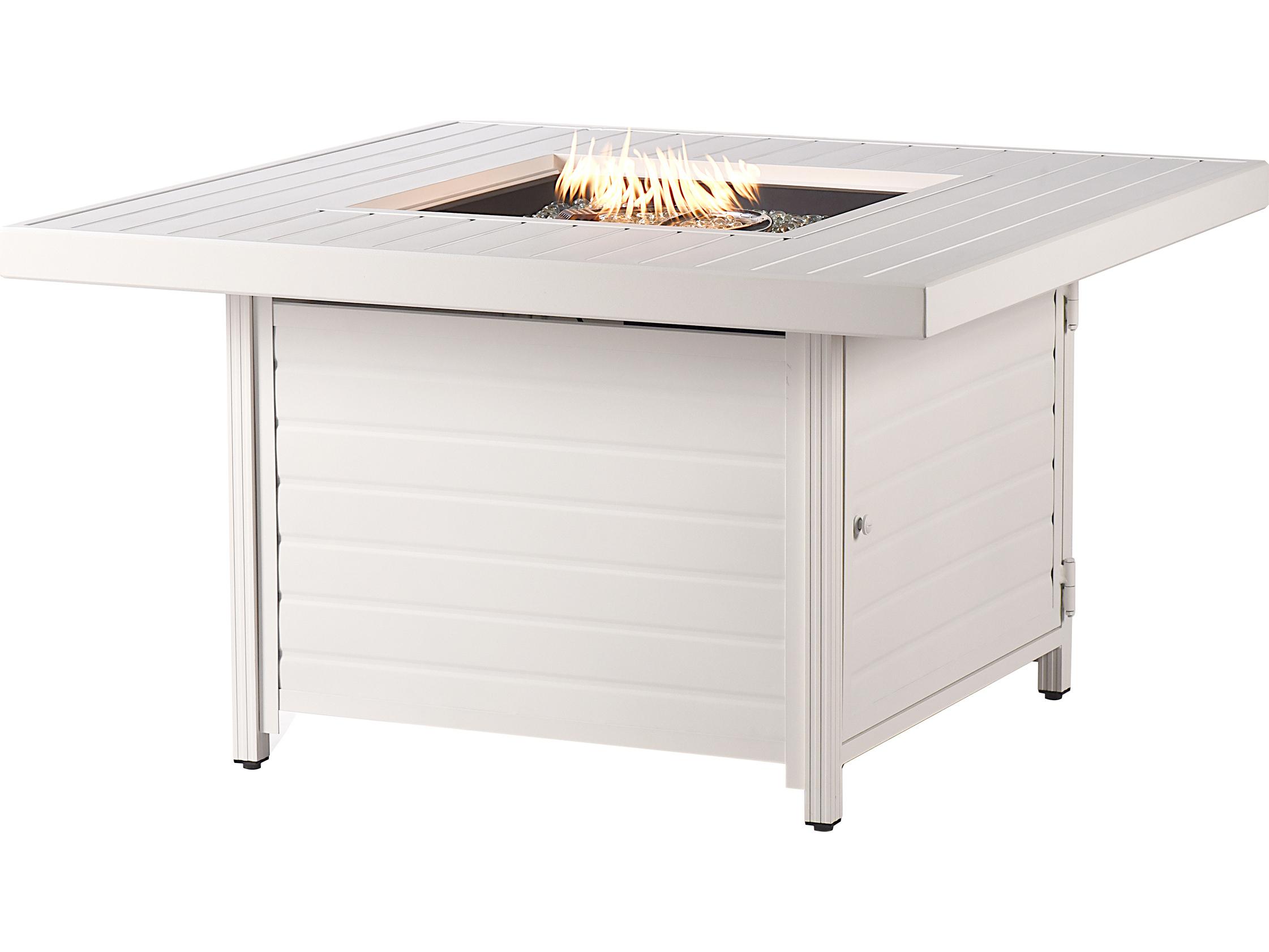Oakland Living Square Aluminum Propane Patio Fire Pit Table with Glass Beads