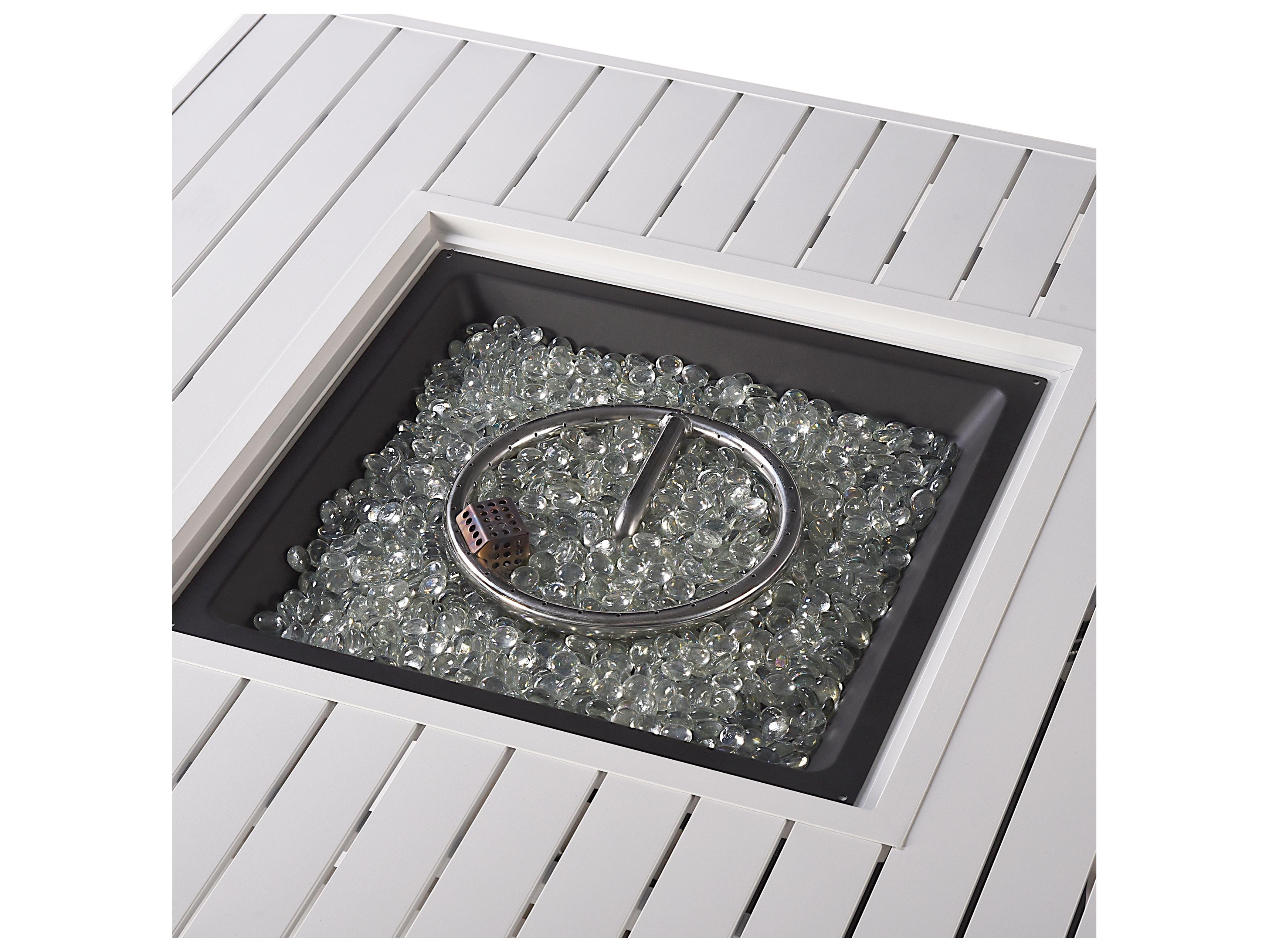 Oakland Living Square Aluminum Propane Patio Fire Pit Table with Glass Beads