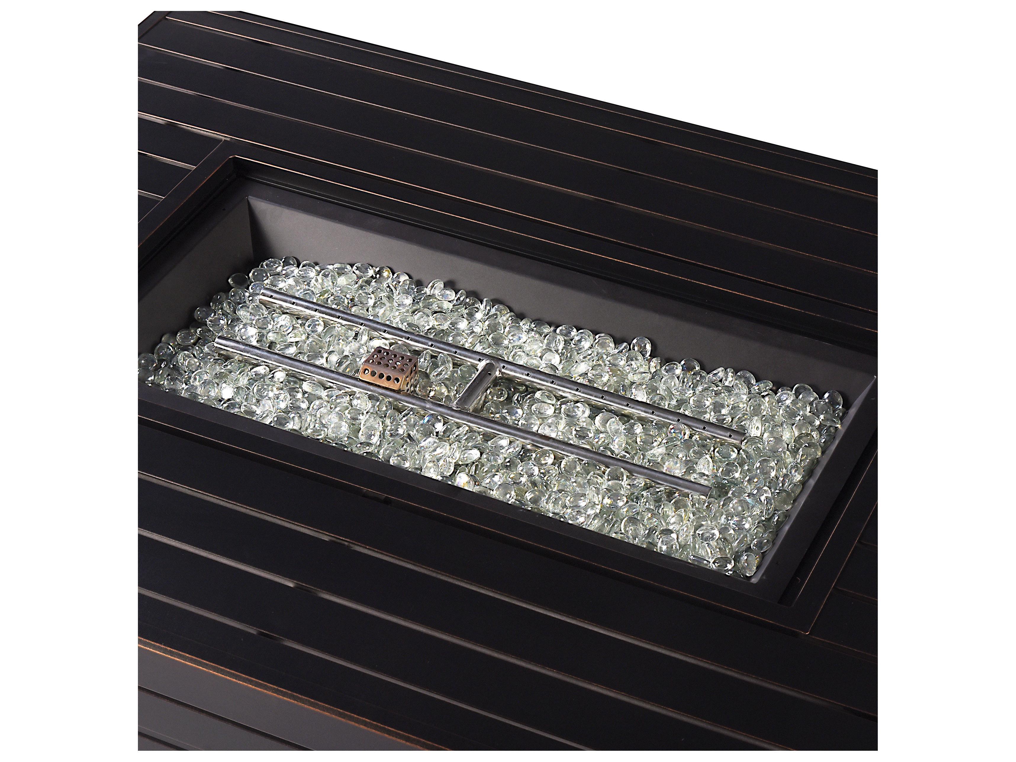 Oakland Living Rectangular Aluminum Propane Outdoor Fire Pit Table