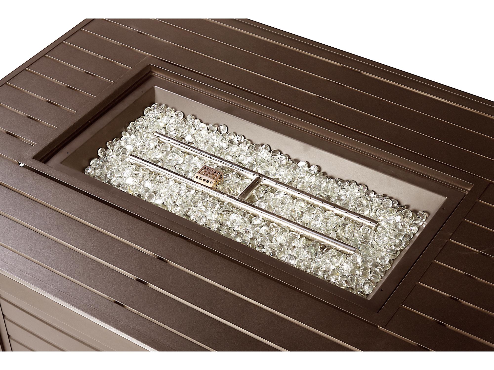 Oakland Living Rectangular Aluminum Propane Patio Fire Pit Table