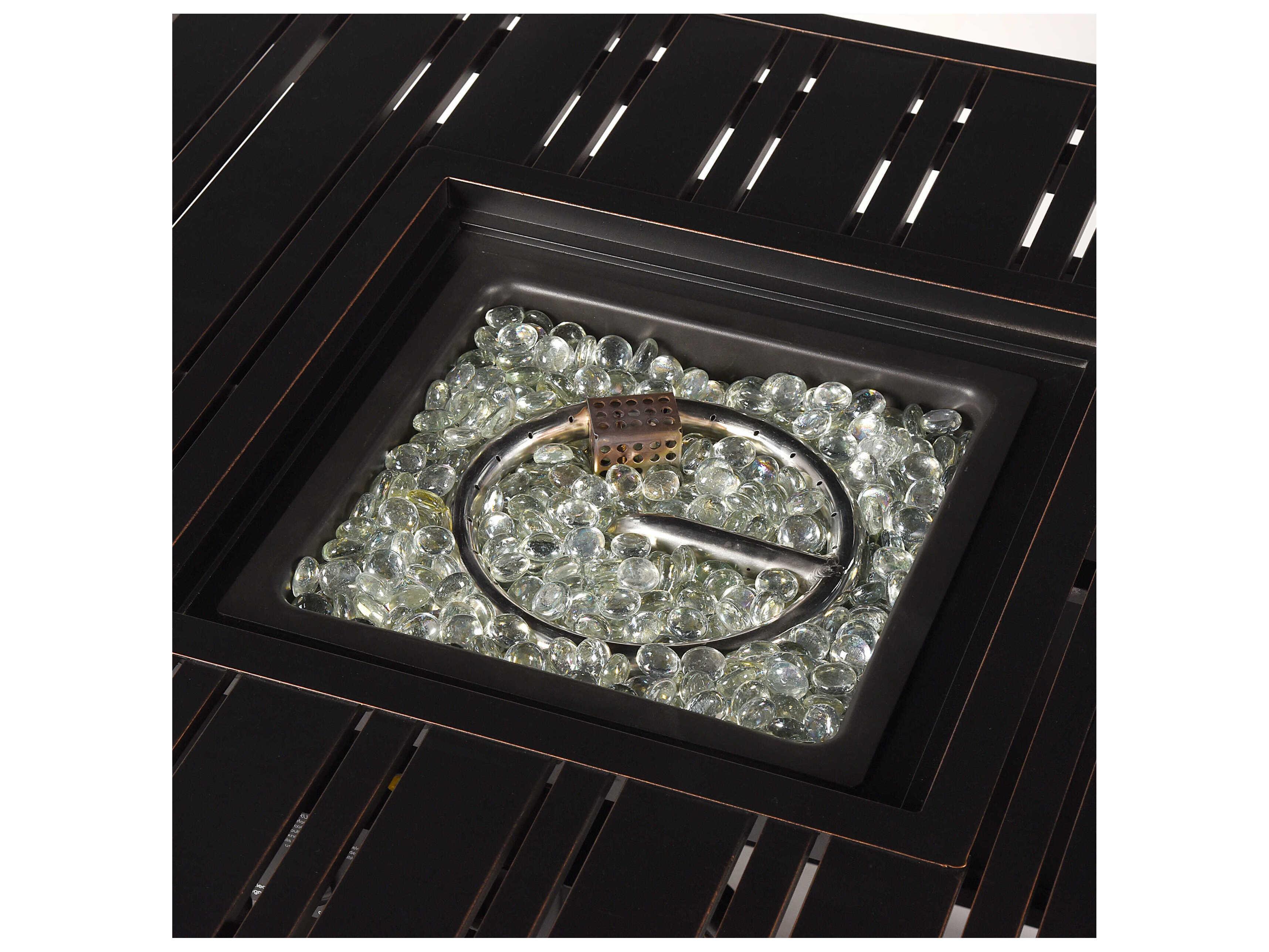 Oakland Living Aluminum Cushion 32'' Square Fire Pit Table Set