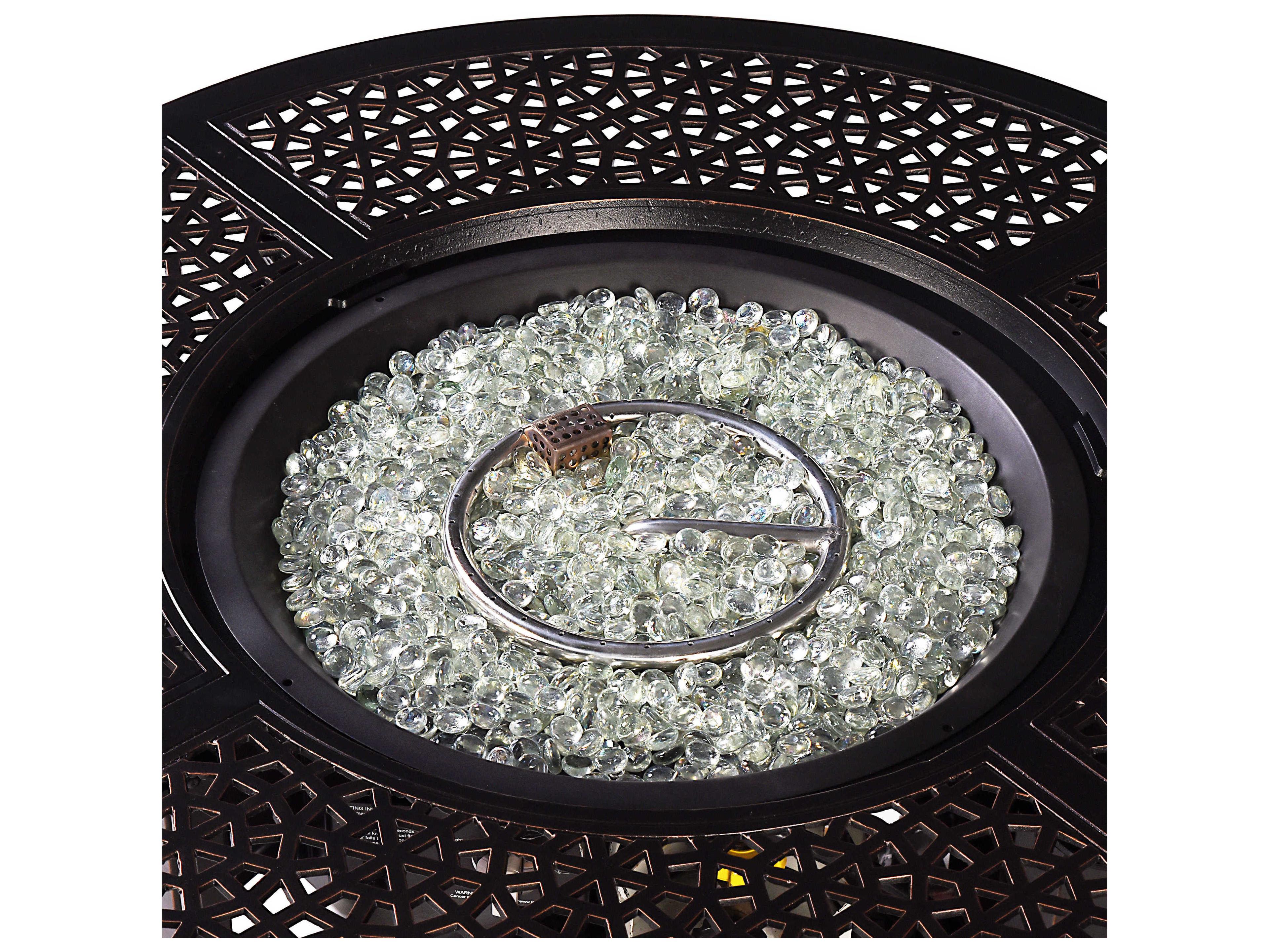Oakland Living Aluminum Cushion 44'' Round Fire Pit Table Set