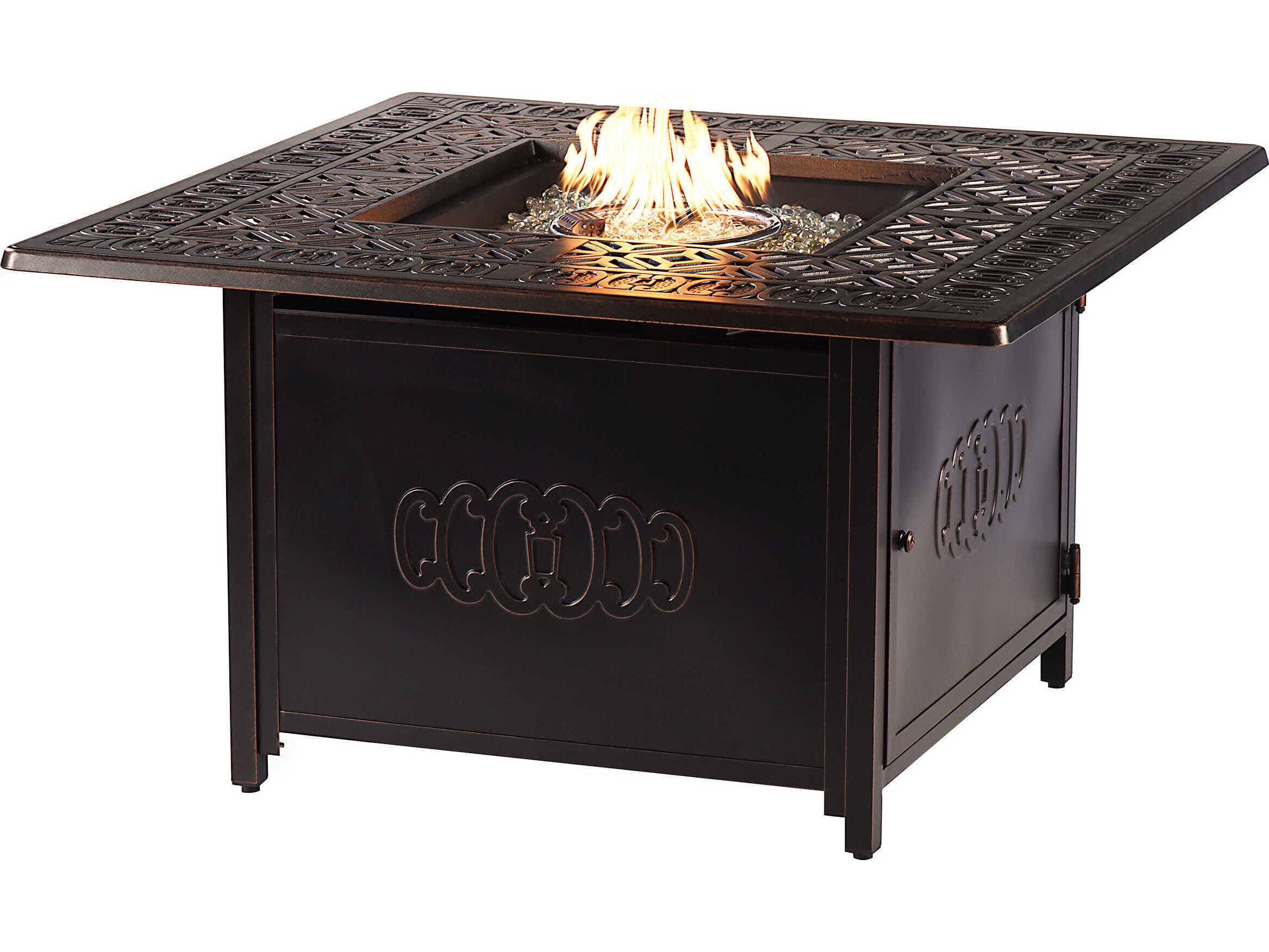 Oakland Living Aluminum Cushion 42'' Square Fire Pit Table Set