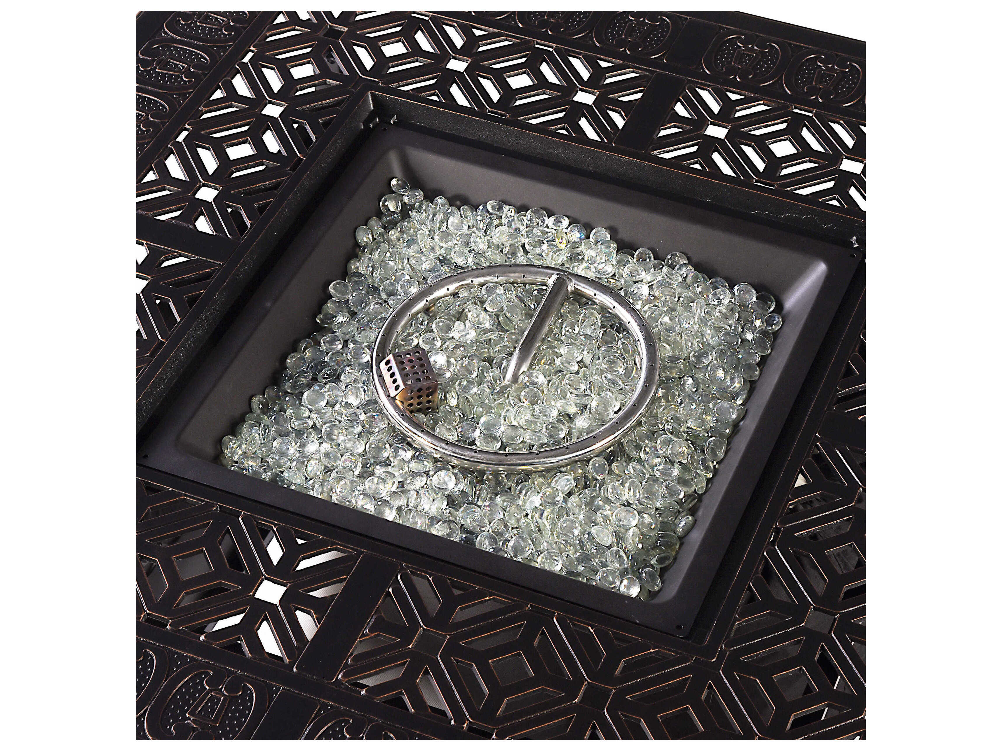 Oakland Living Aluminum Cushion 42'' Square Fire Pit Table Set