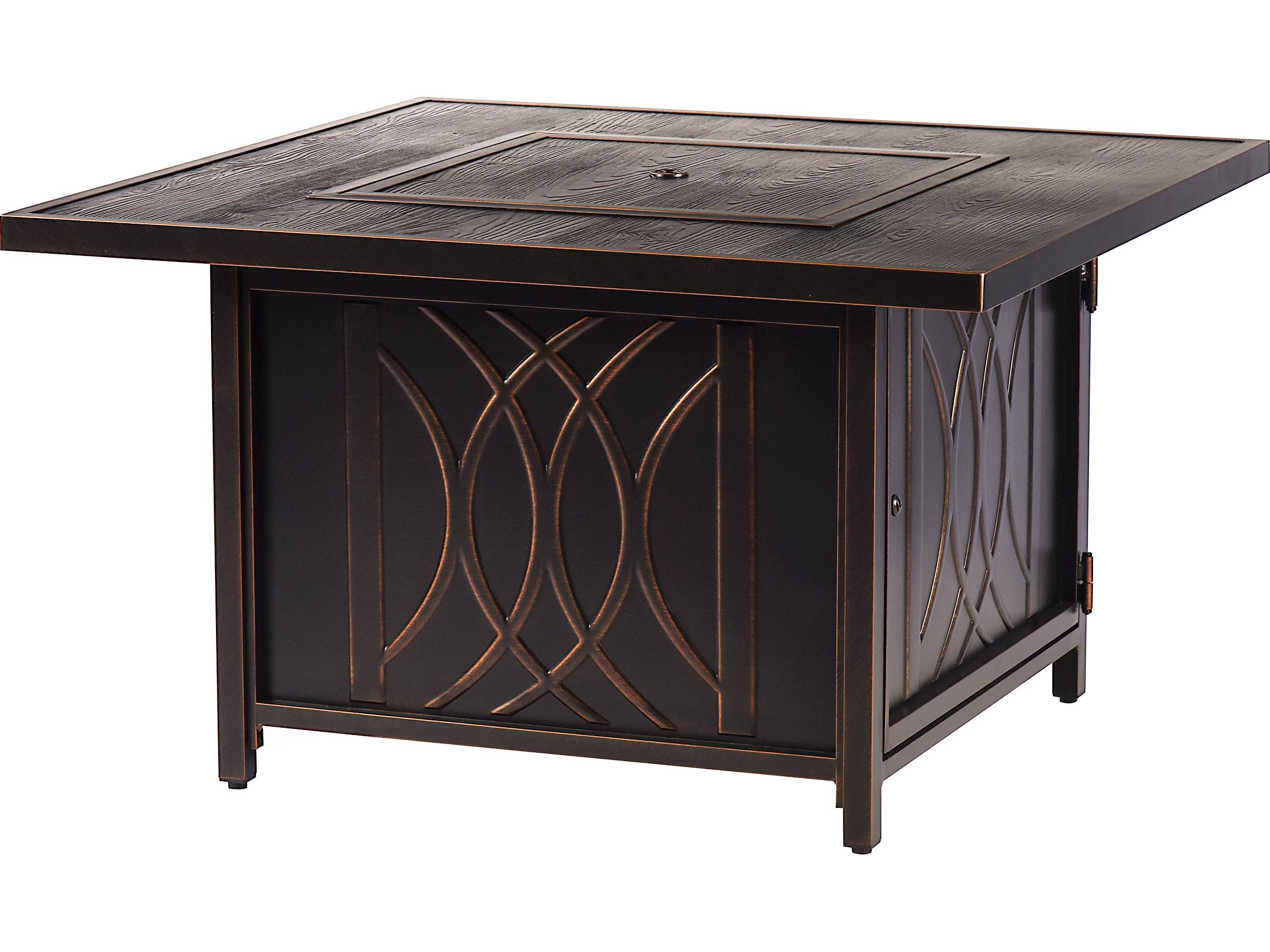 Oakland Living Aluminum Square Propane Outdoor Patio Fire Pit Table with Fire Beads