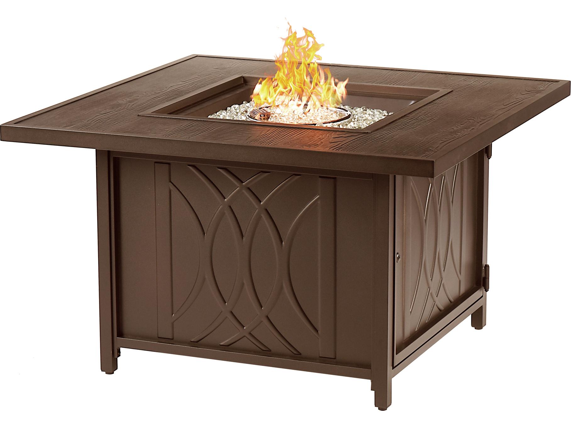 Oakland Living Square Aluminum Propane Patio Fire Pit Table with Glass Beads