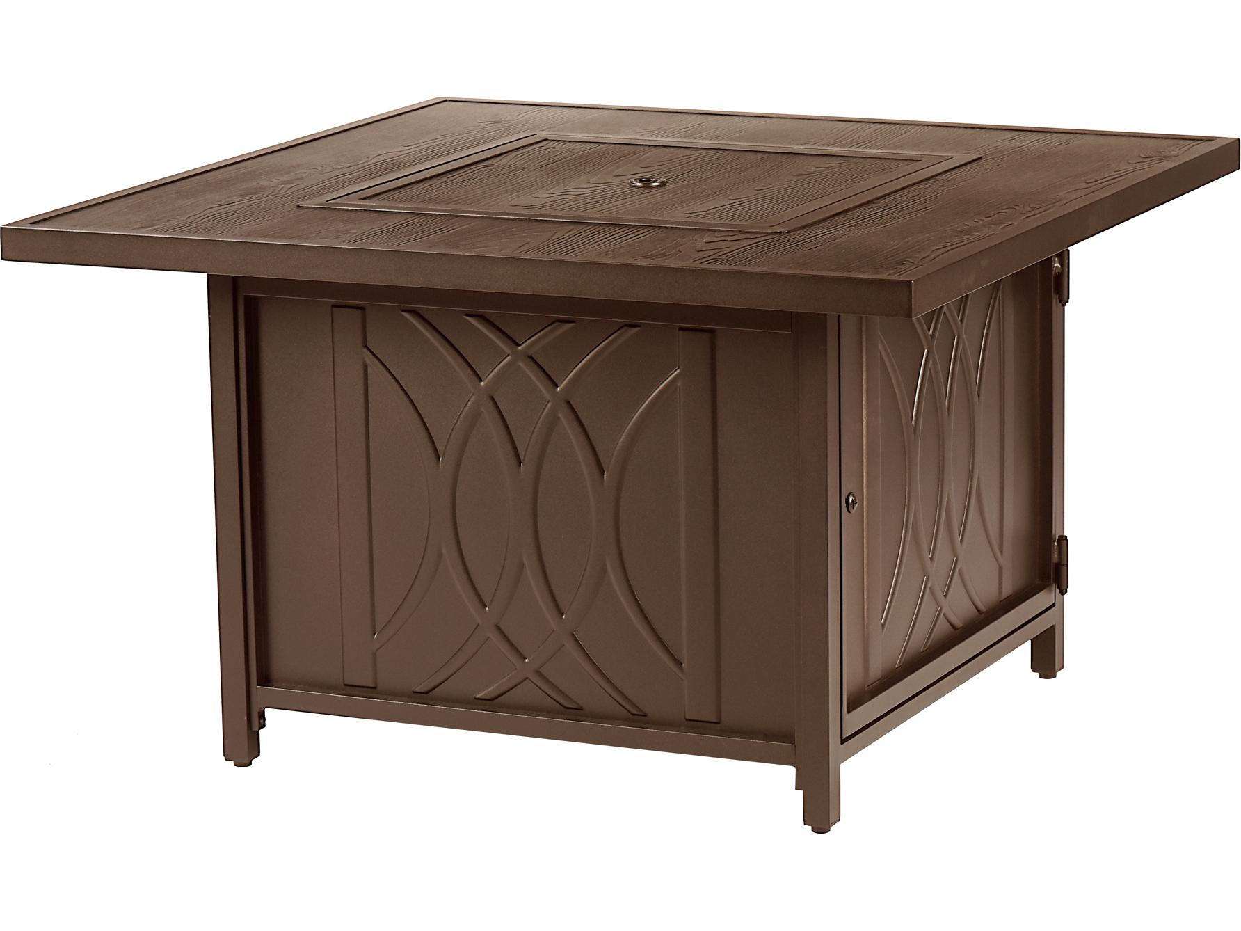 Oakland Living Square Aluminum Propane Patio Fire Pit Table with Glass Beads