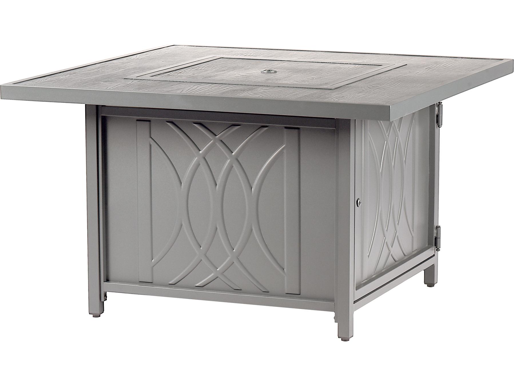 Oakland Living Square Aluminum Propane Outdoor Fire Pit Table with Glass Beads