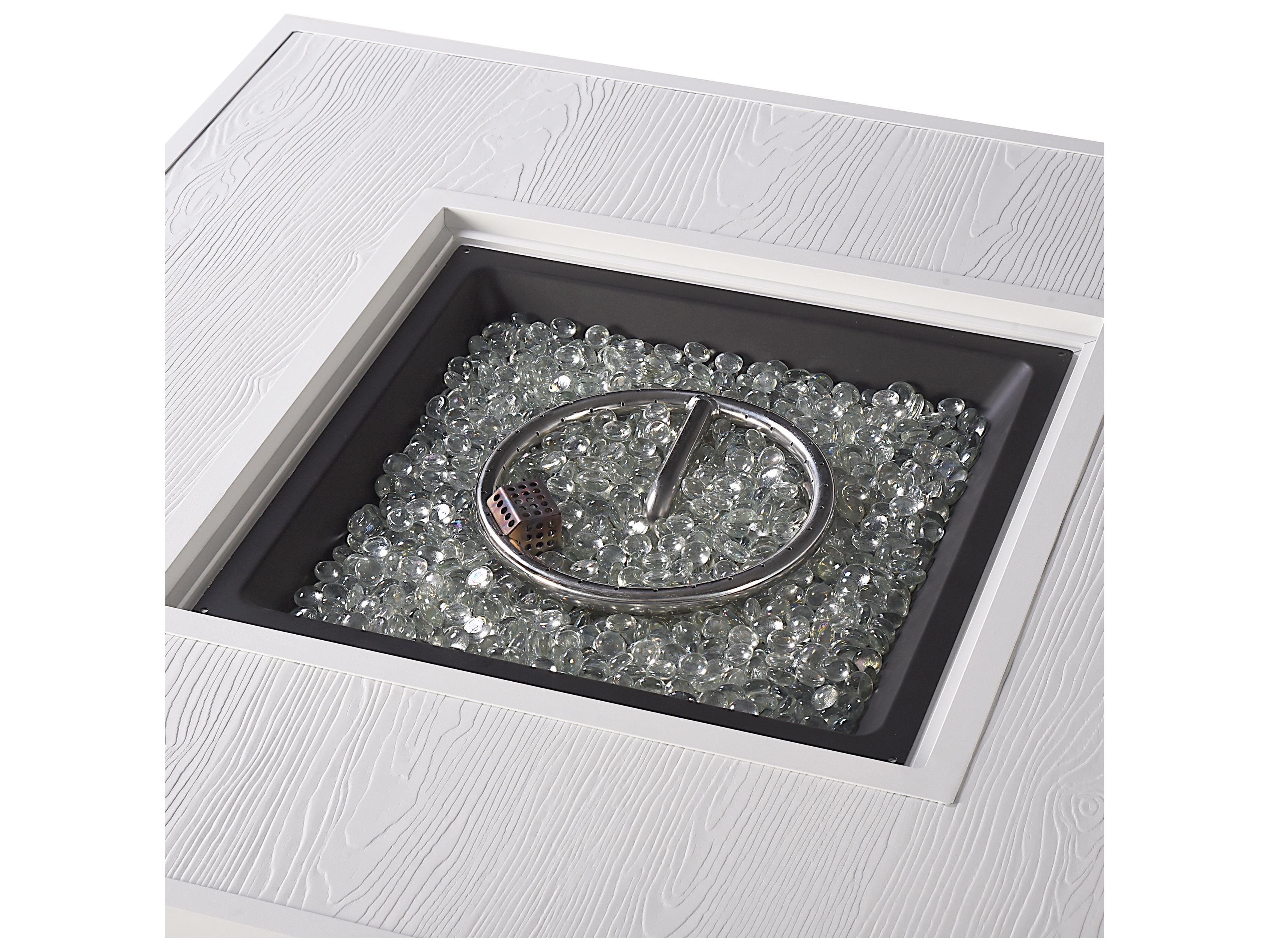 Oakland Living Square Aluminum Propane Outdoor Patio Fire Pit Table with Glass Beads