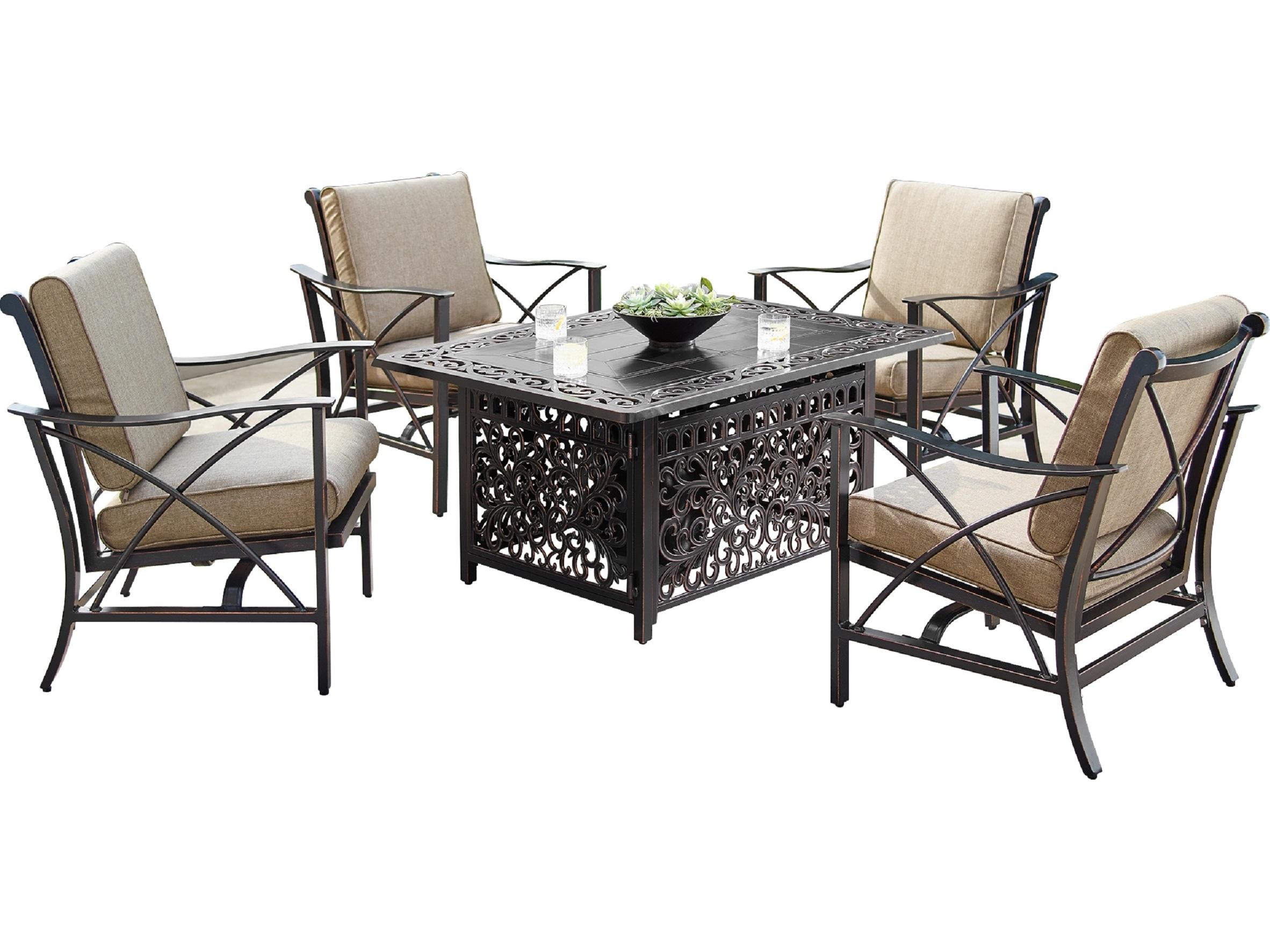 Oakland Living Aluminum 48'' Rectangular Fire Pit Table Set