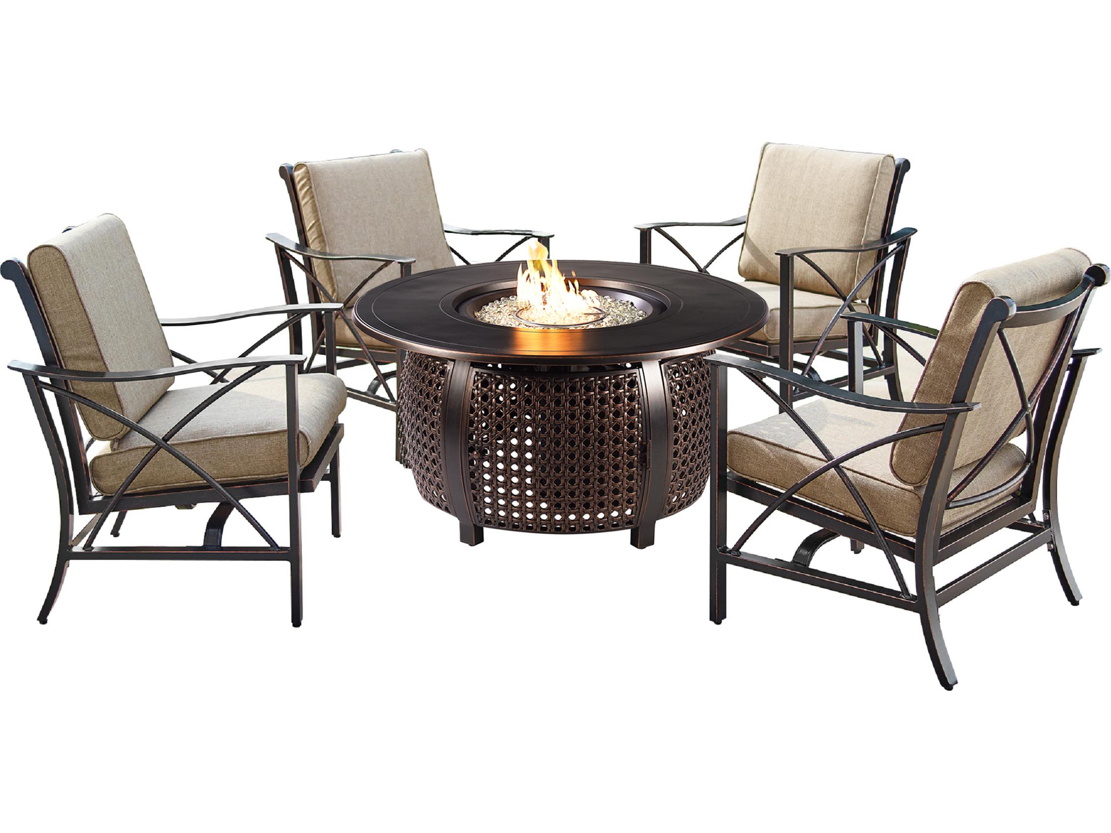 Oakland Living Aluminum 44'' Round Fire Pit Table Set