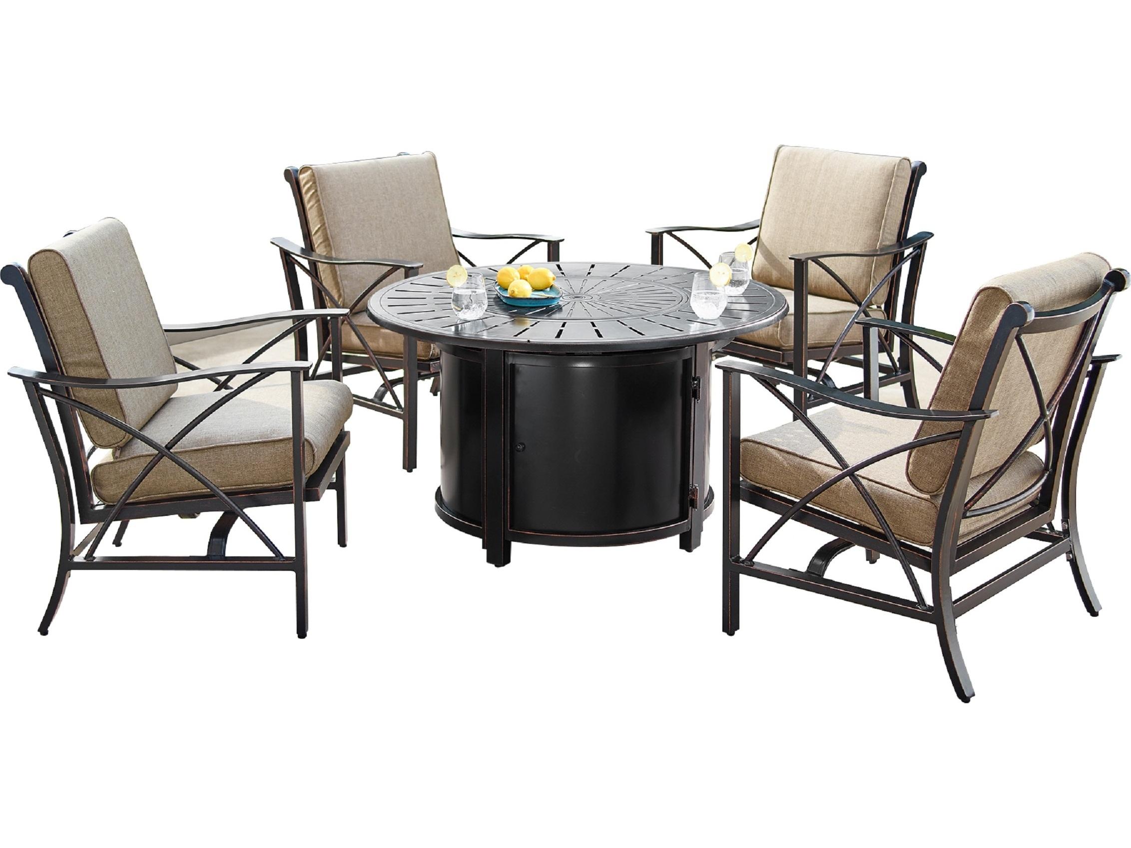 Oakland Living Aluminum 44'' Round Fire Pit Table Set