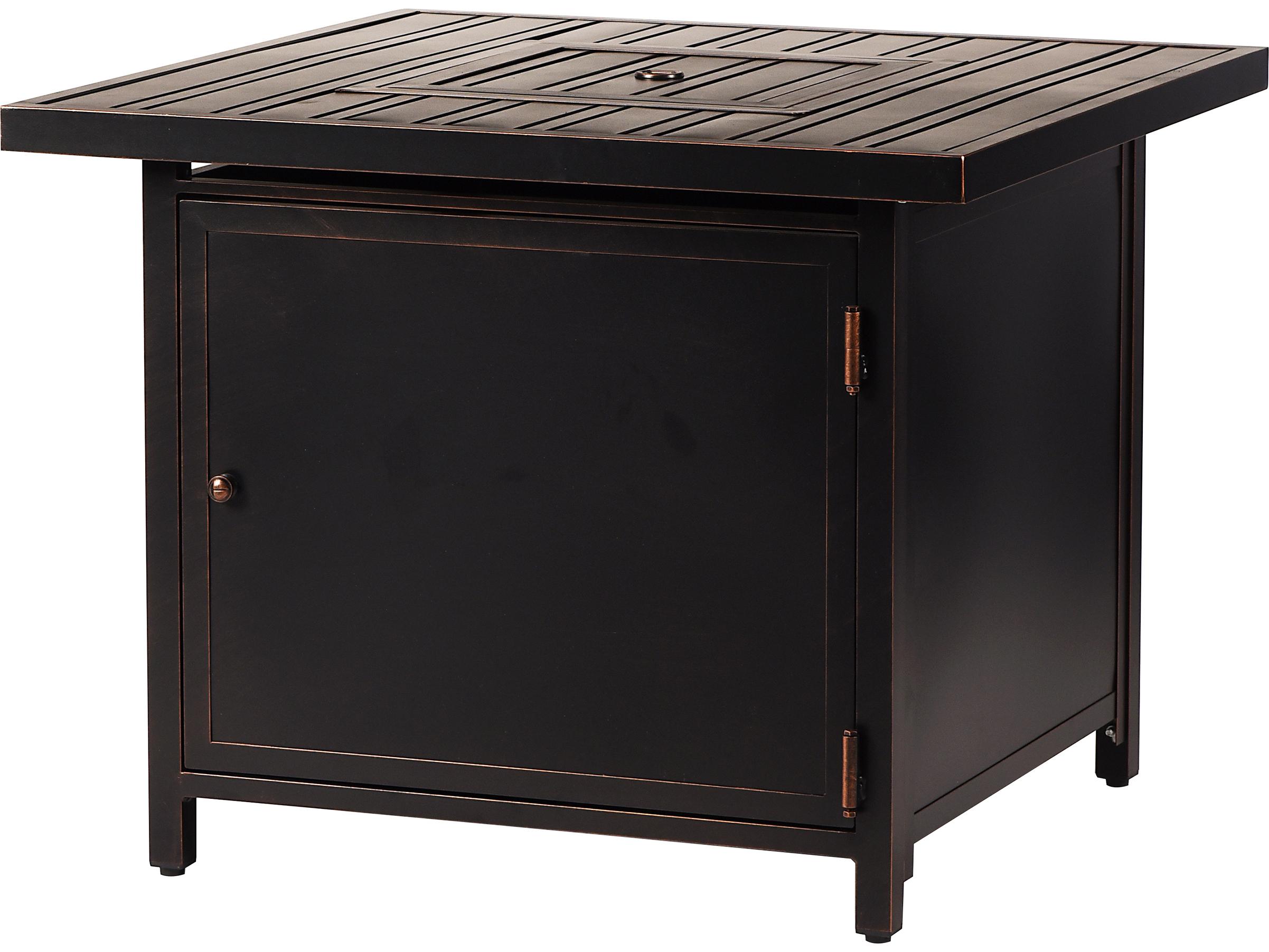 Oakland Living Square Aluminum Propane Patio Fire Pit Table with Glass Beads