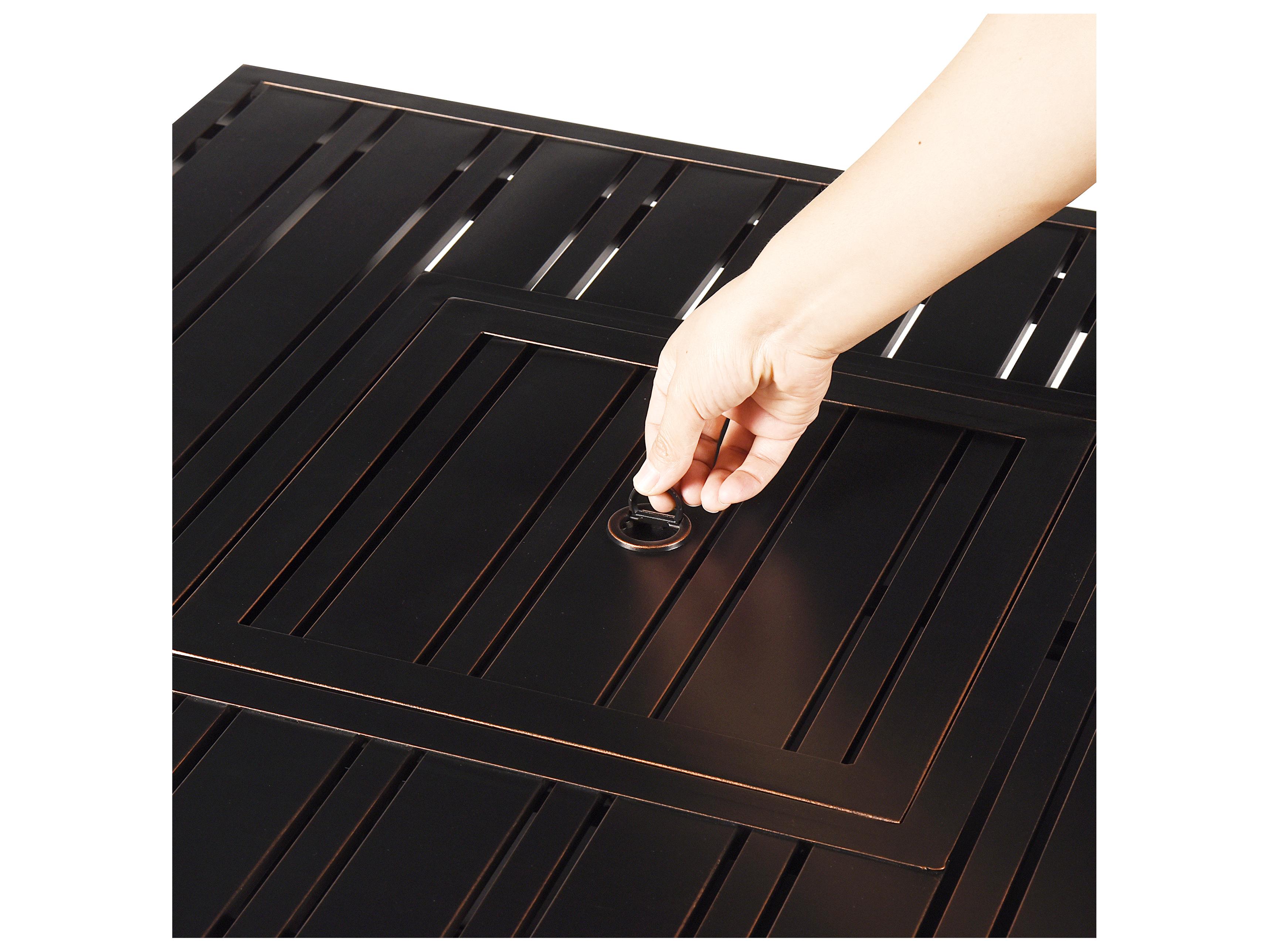 Oakland Living Square Aluminum Propane Patio Fire Pit Table with Glass Beads