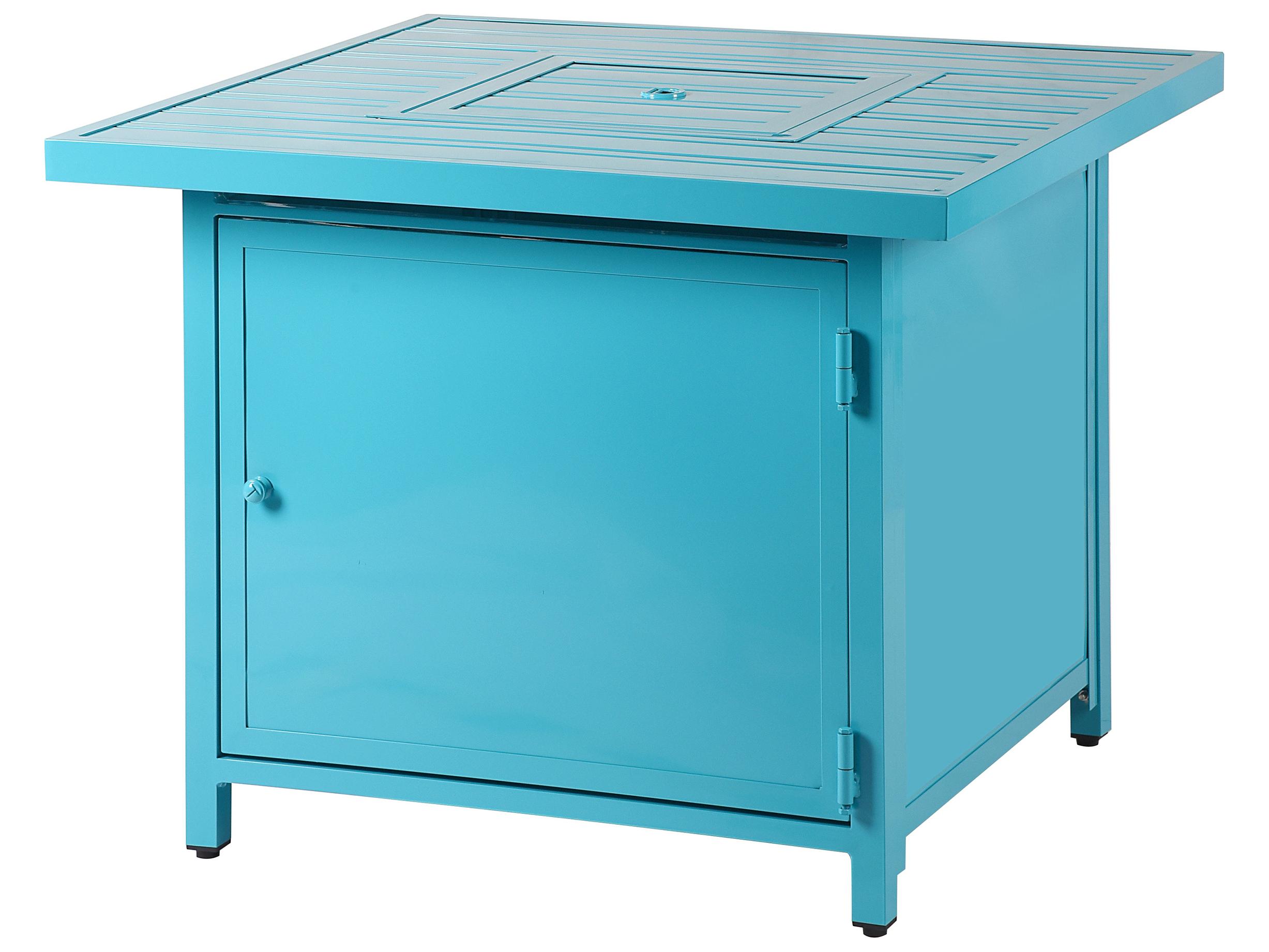 Oakland Living Square Aluminum Propane Outdoor Fire Pit Table with Glass Beads