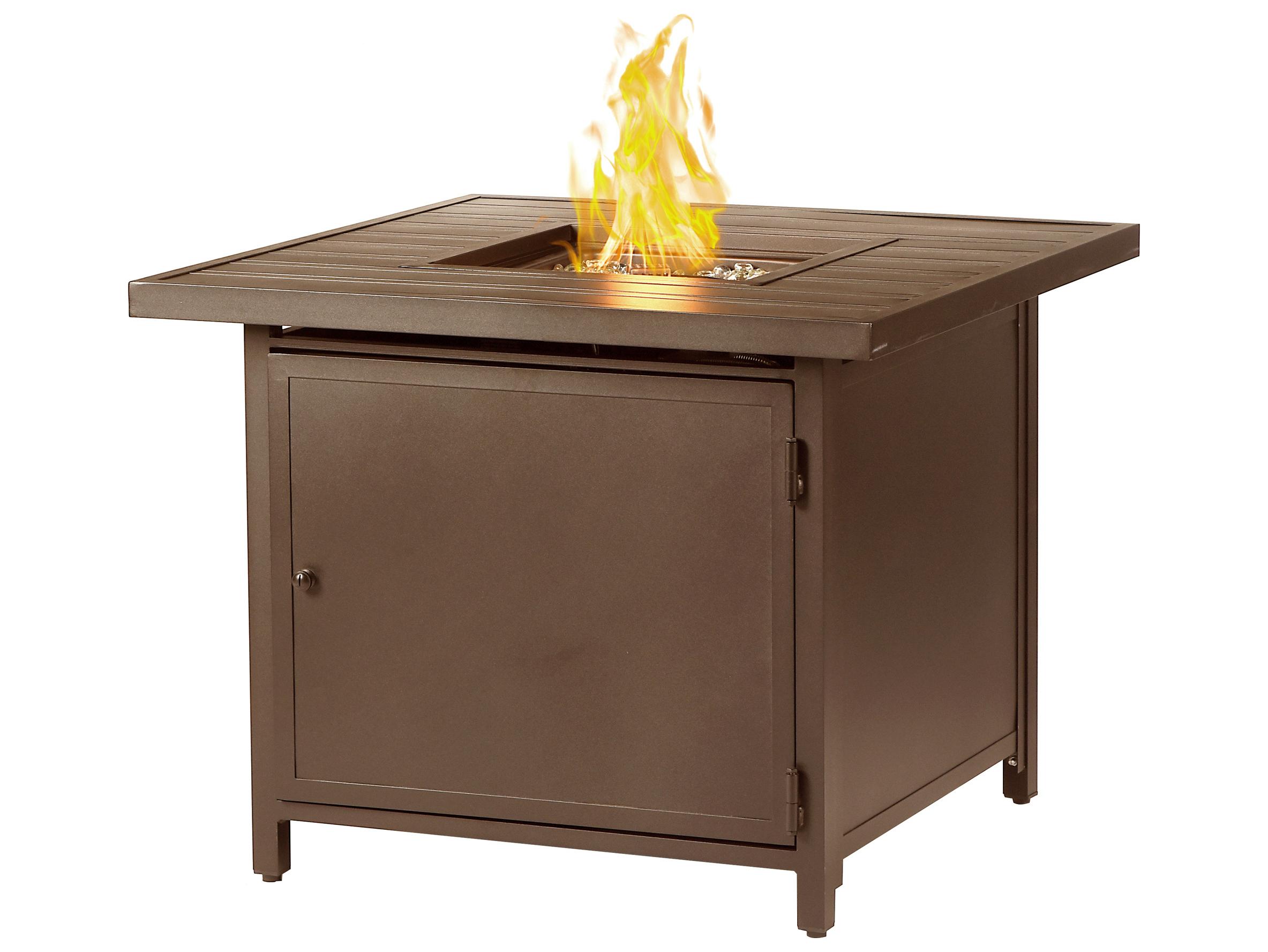 Oakland Living Square Aluminum Propane Outdoor Patio Fire Pit Table with Glass Beads