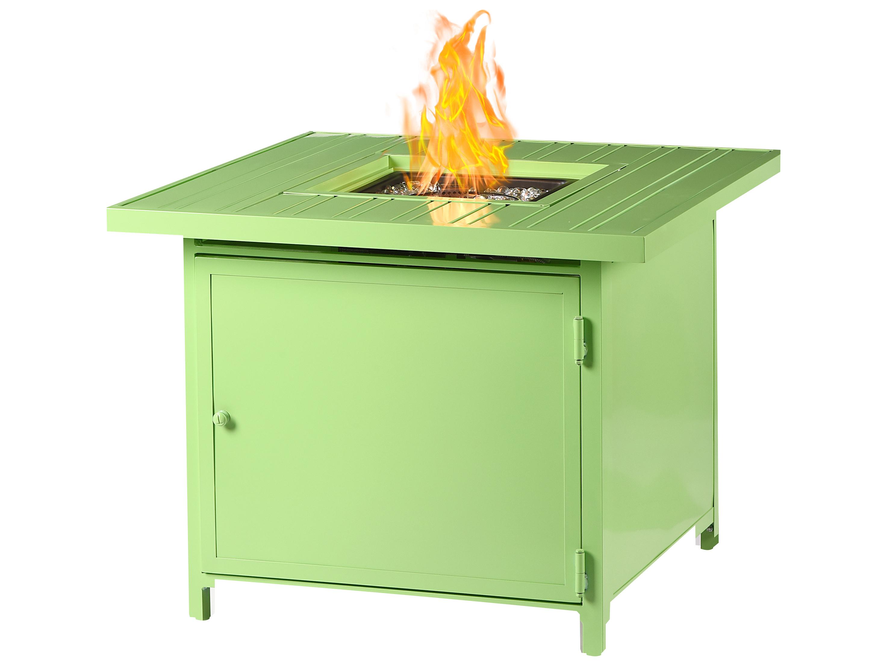 Oakland Living Square Aluminum Propane Patio Fire Pit Table with Glass Beads