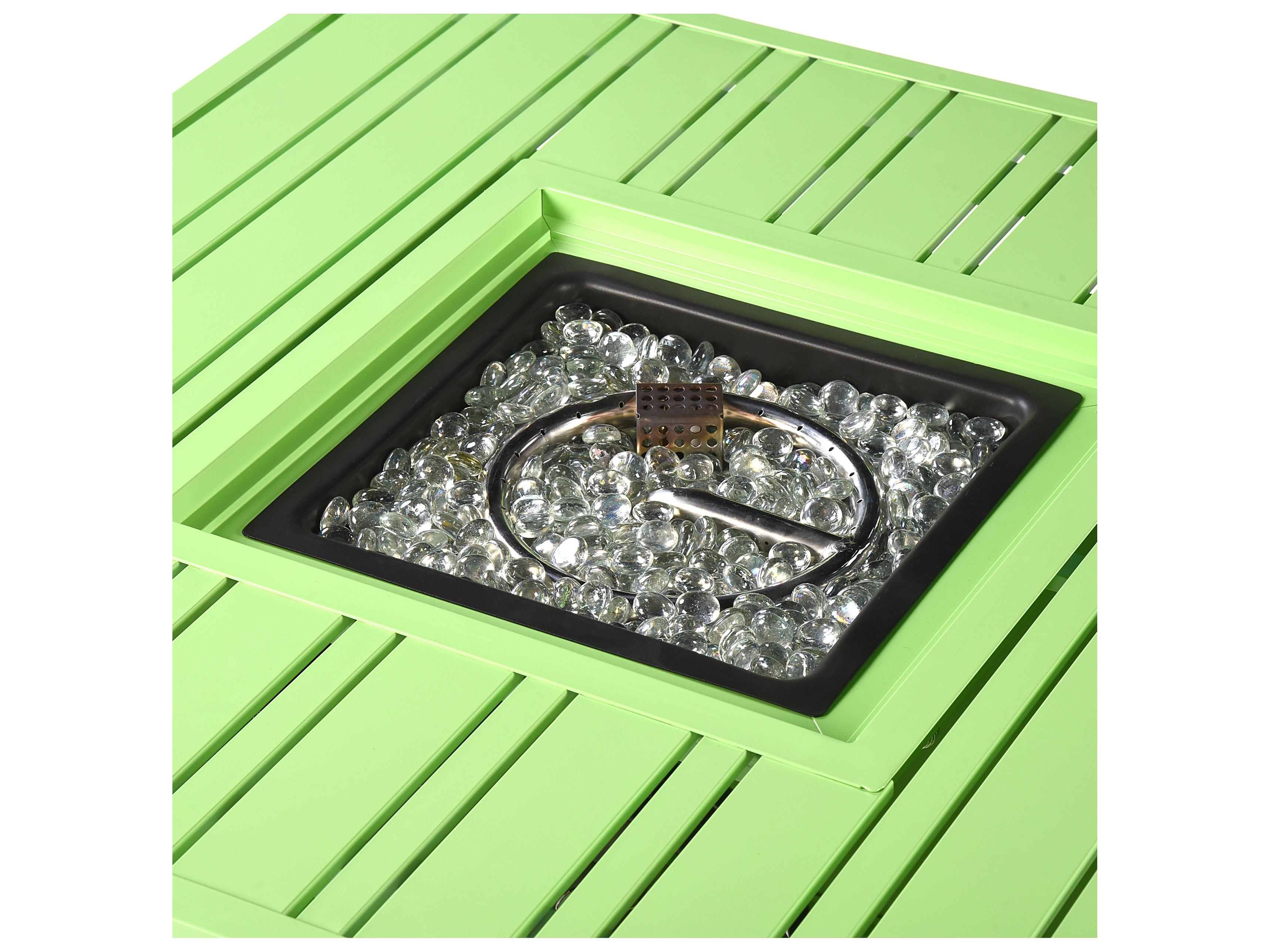 Oakland Living Square Aluminum Propane Patio Fire Pit Table with Glass Beads