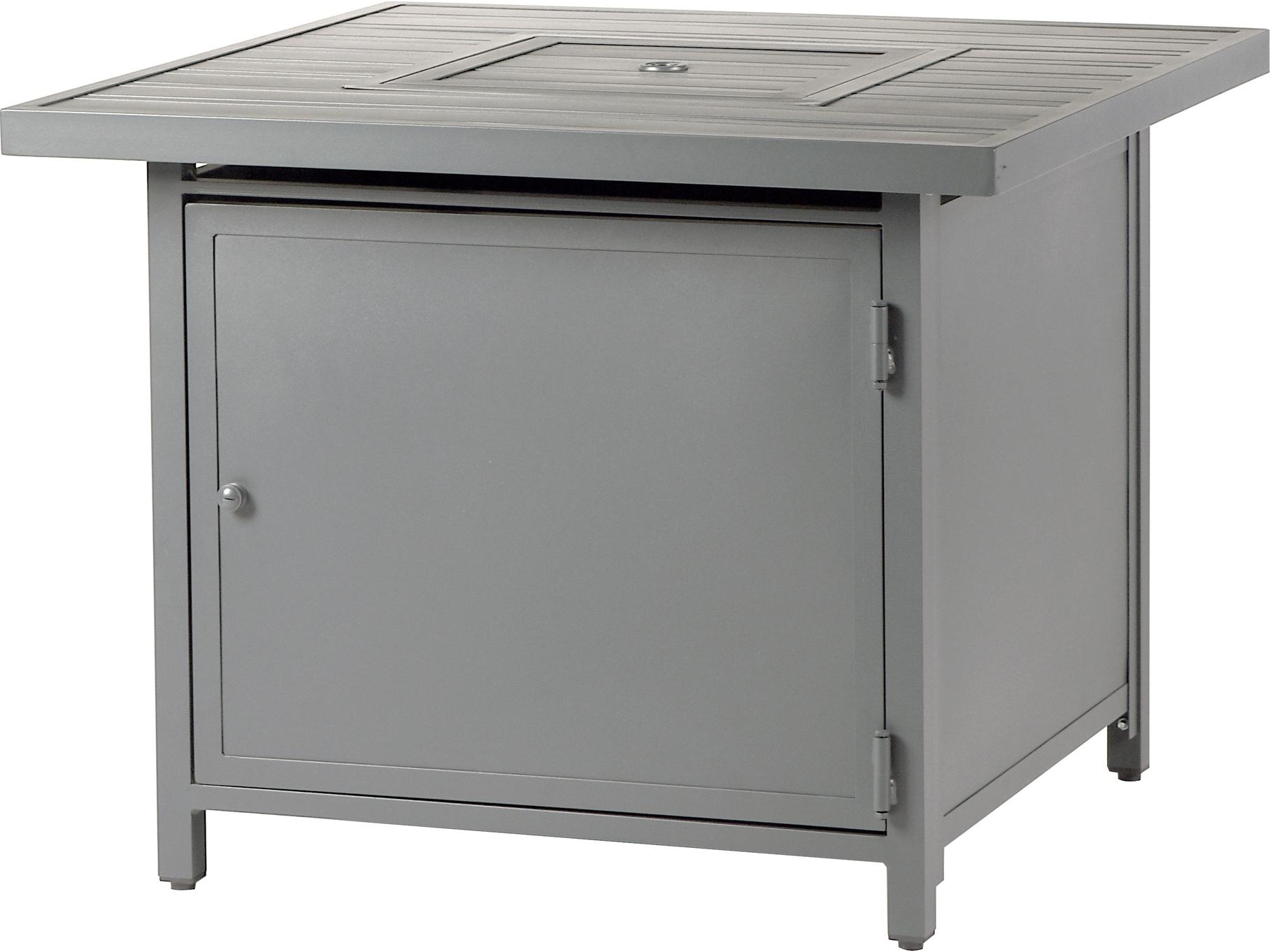 Oakland Living Square Aluminum Propane Outdoor Fire Pit Table with Glass Beads