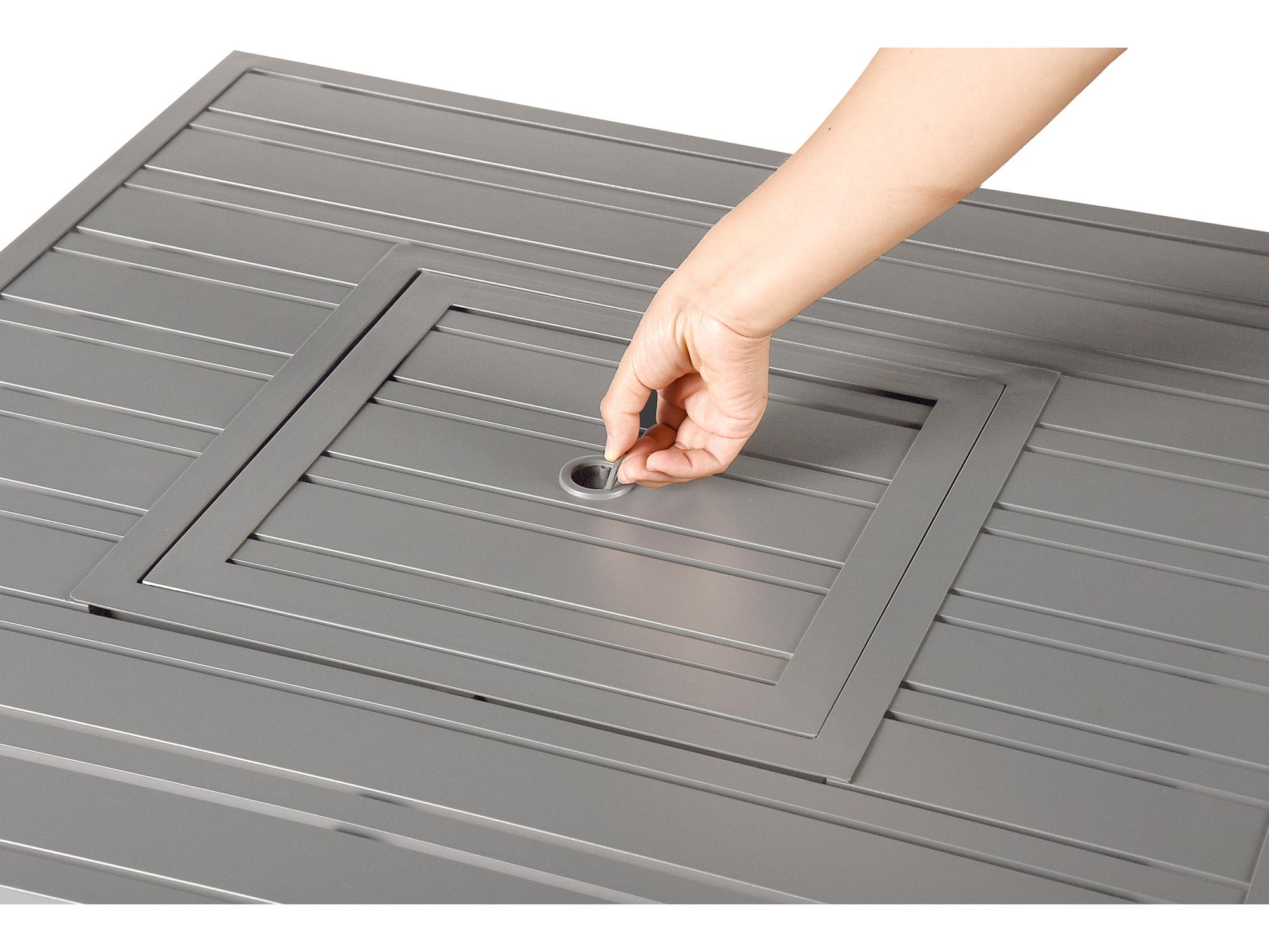 Oakland Living Square Aluminum Propane Outdoor Fire Pit Table with Glass Beads