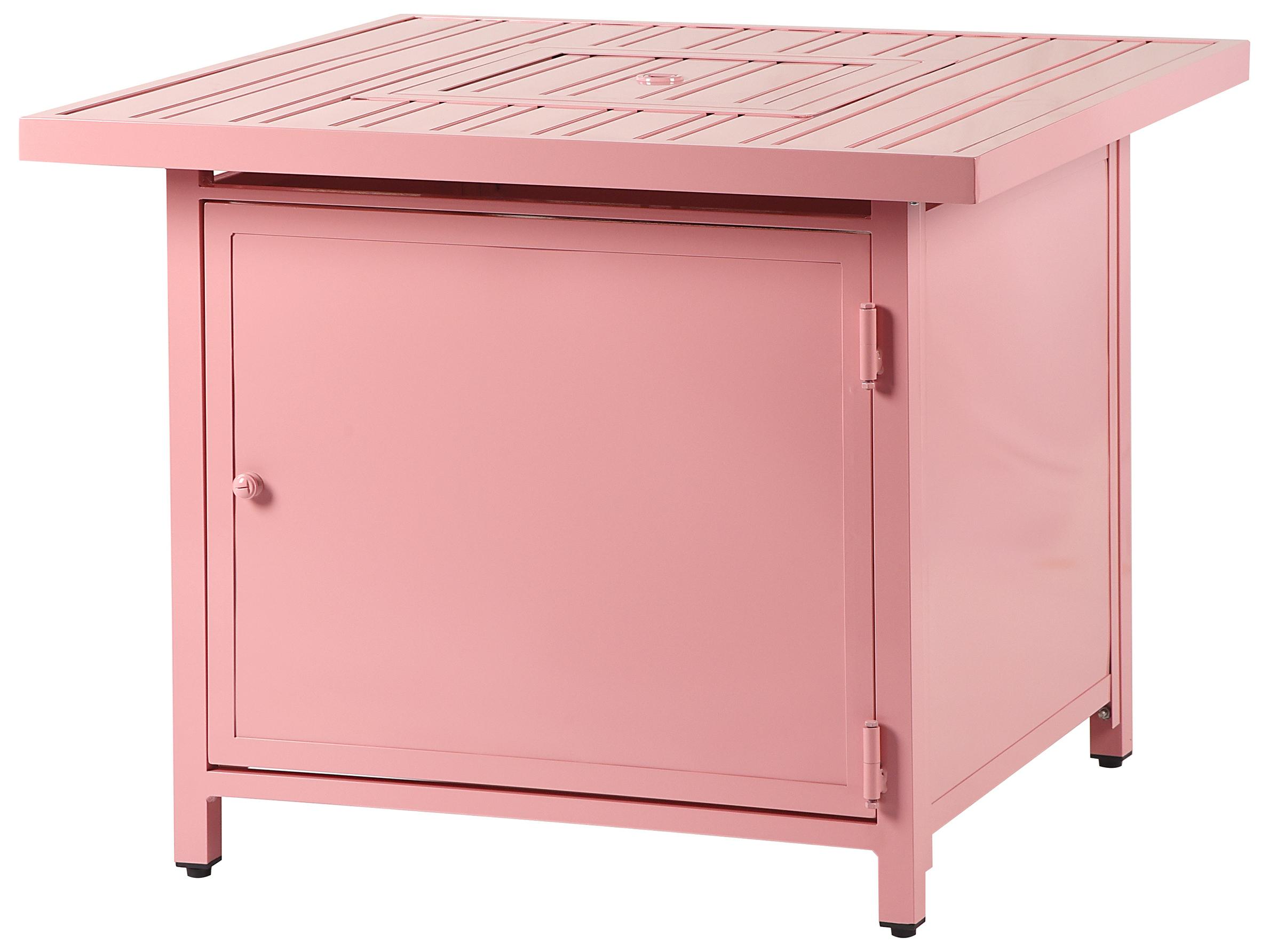 Oakland Living Square Aluminum Propane Outdoor Patio Fire Pit Table with Glass Beads