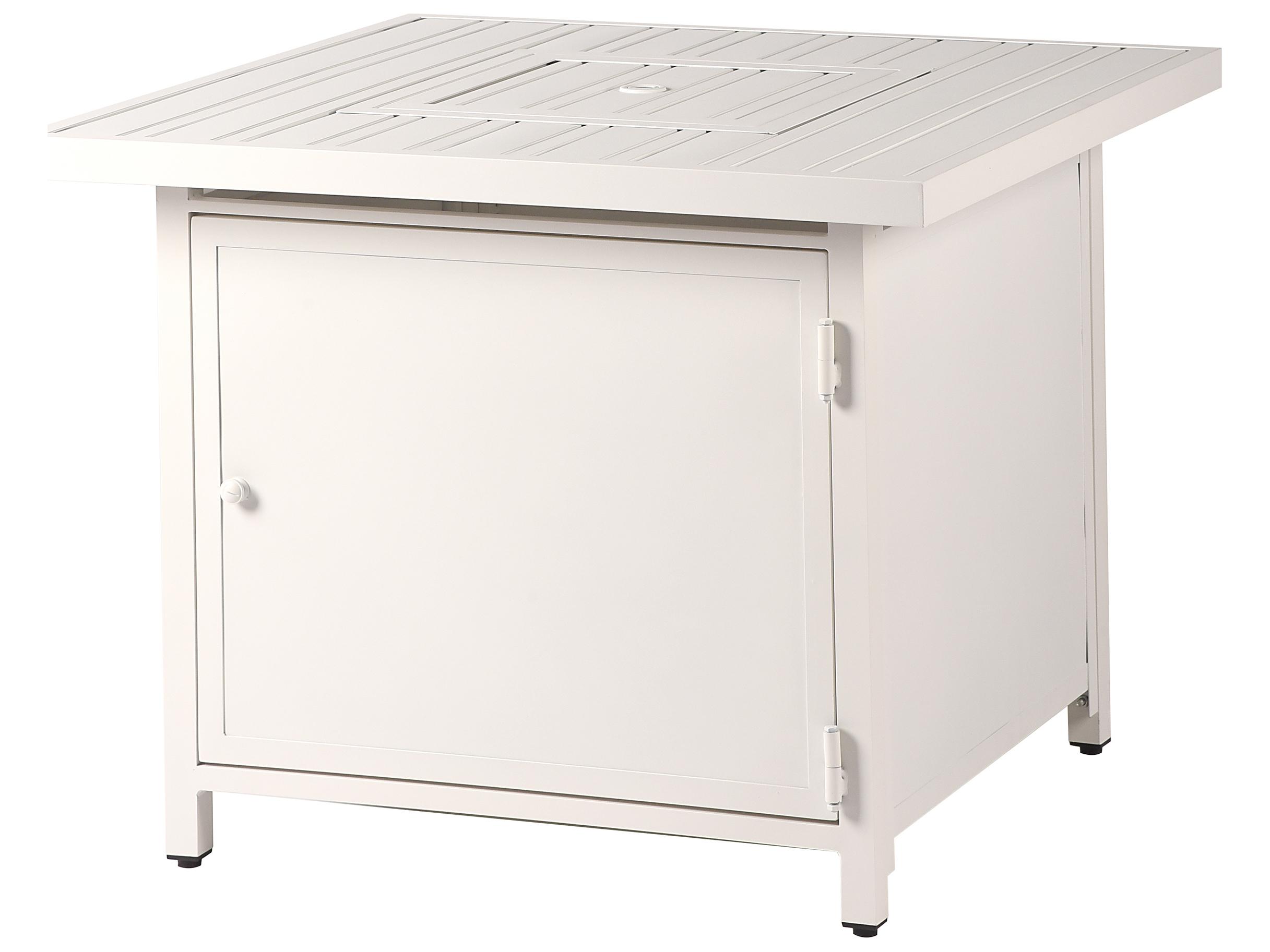 Oakland Living Square Aluminum Propane Patio Fire Pit Table with Glass Beads