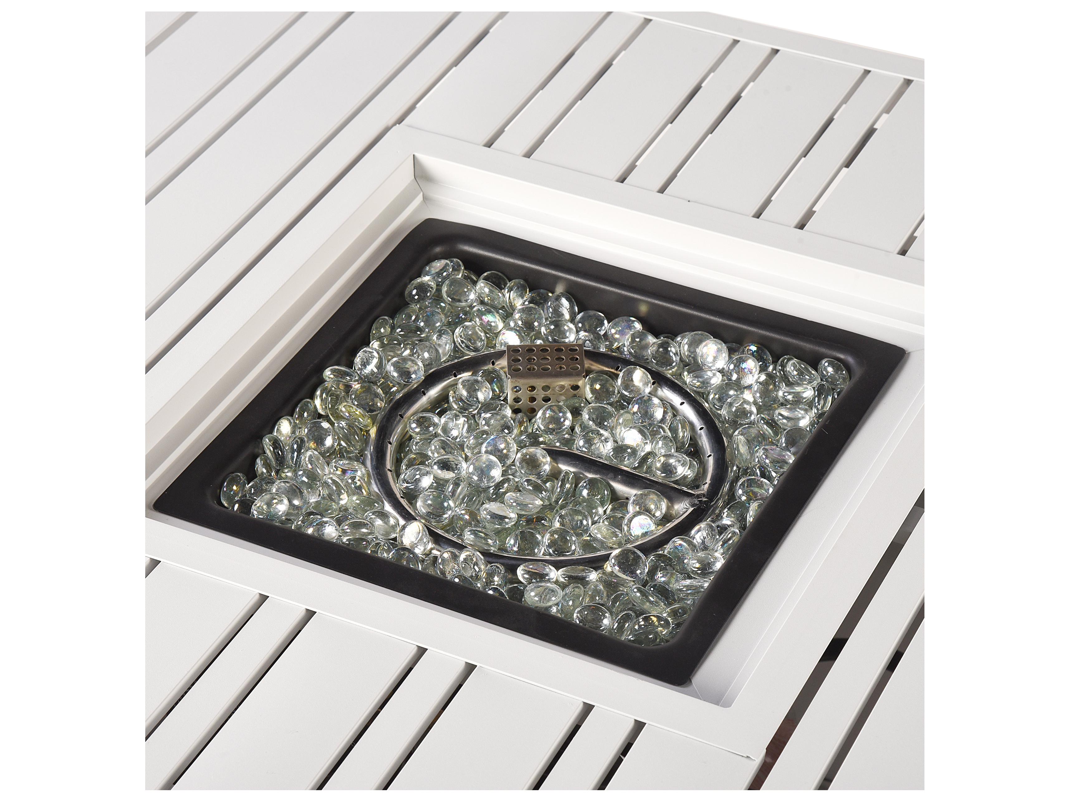 Oakland Living Square Aluminum Propane Patio Fire Pit Table with Glass Beads