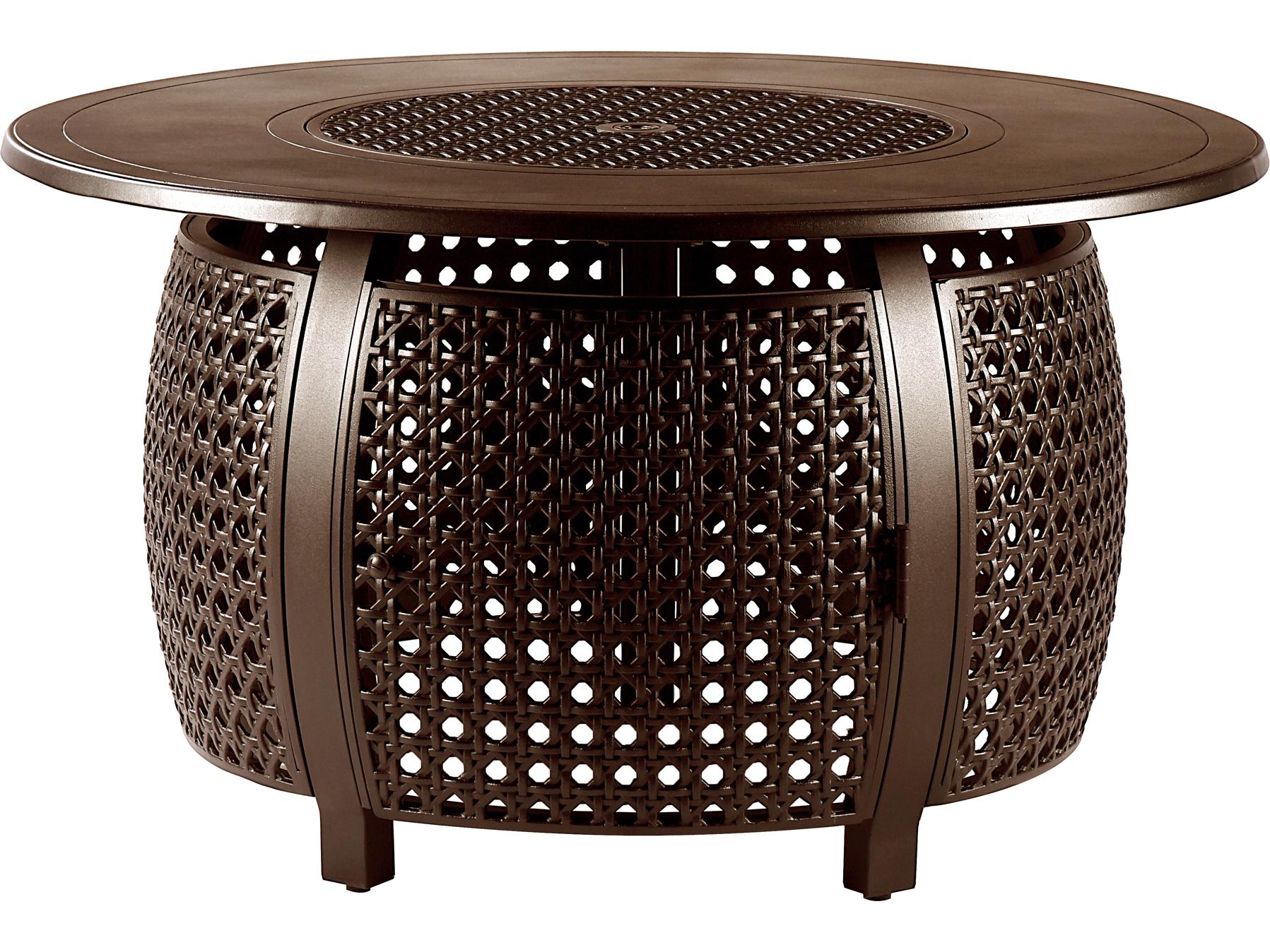 Oakland Living Round Aluminum Propane Outdoor Patio Fire Pit Table with Glass Beads