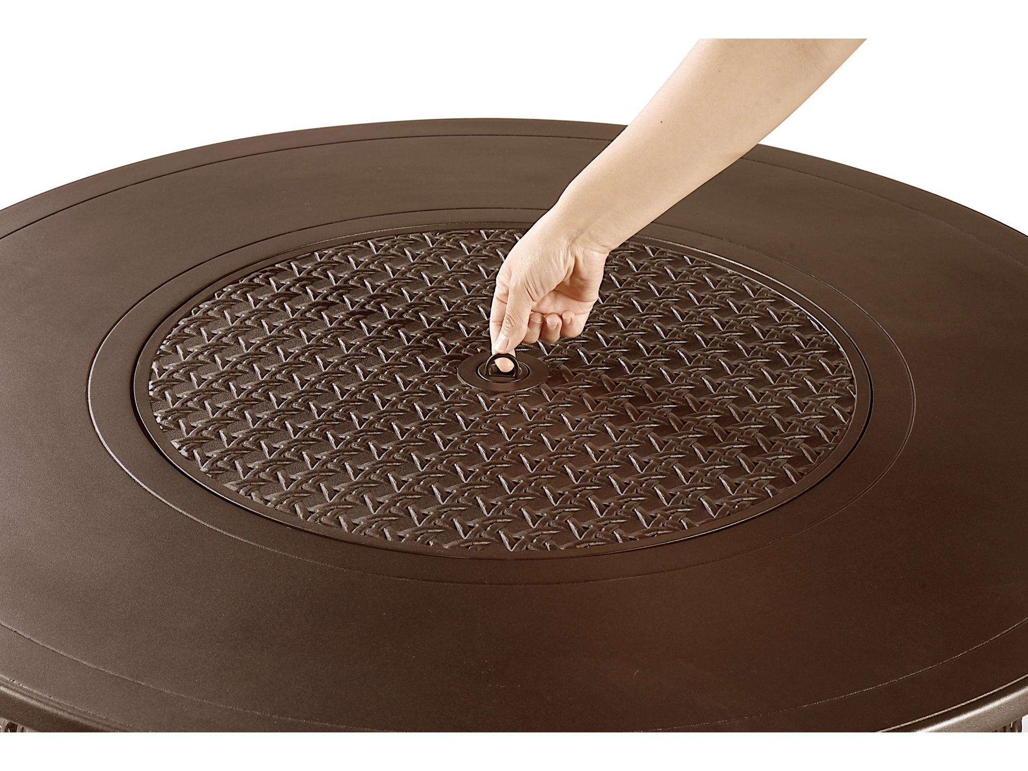 Oakland Living Round Aluminum Propane Outdoor Patio Fire Pit Table with Glass Beads