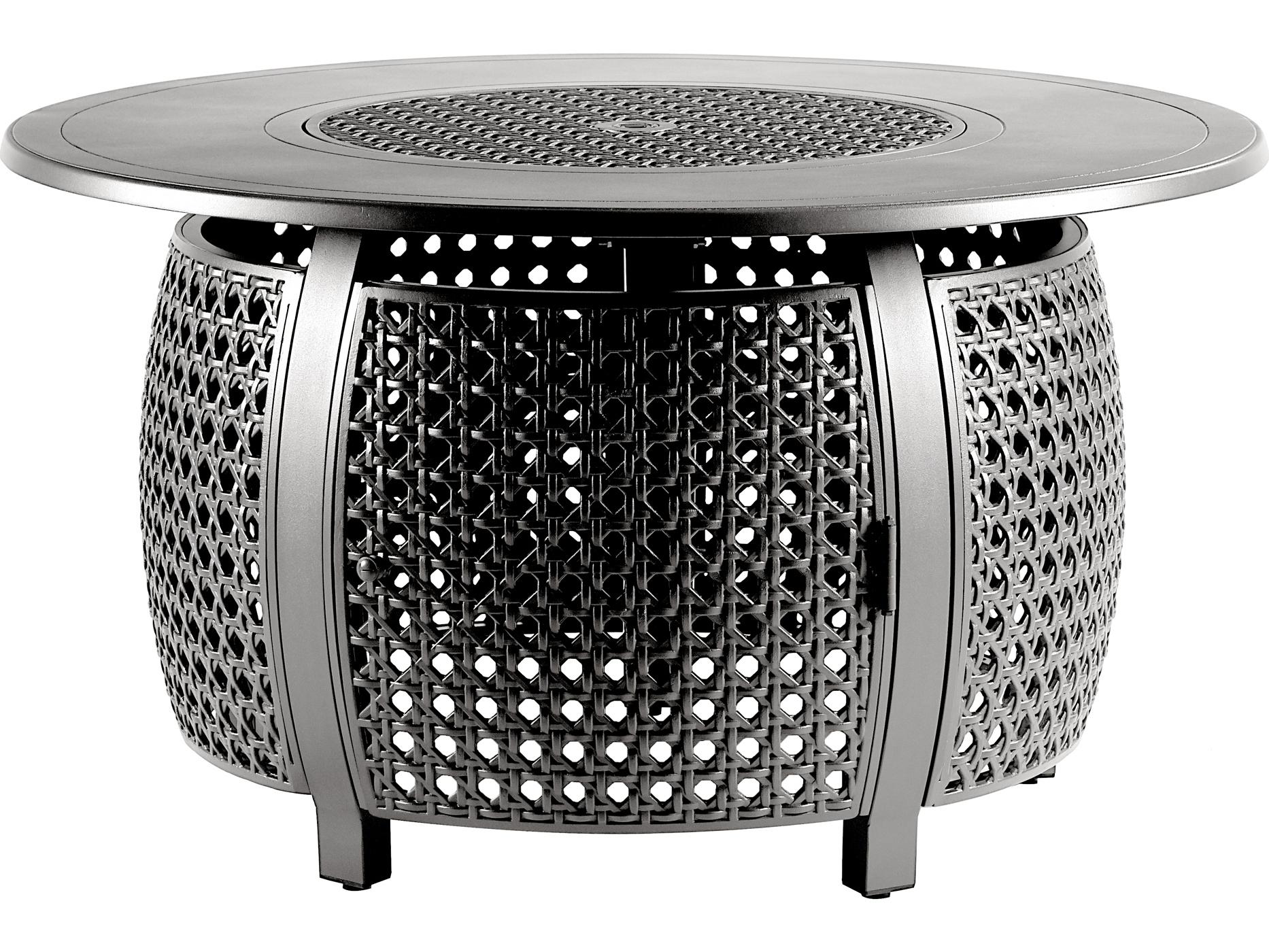 Oakland Living Round Aluminum Propane Patio Fire Pit Table with Glass Beads