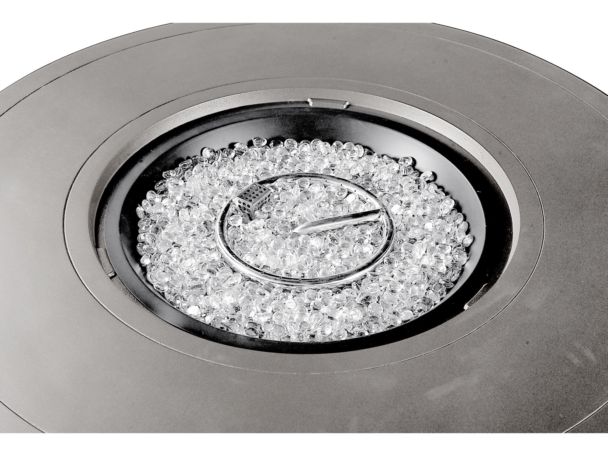 Oakland Living Round Aluminum Propane Patio Fire Pit Table with Glass Beads