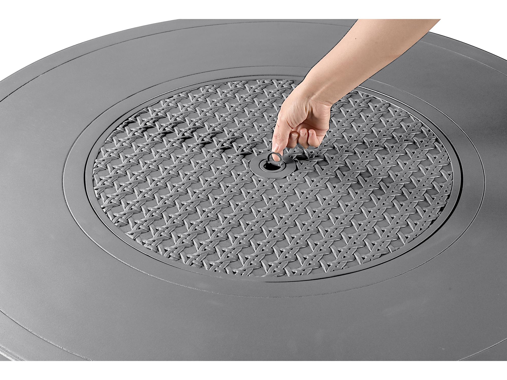 Oakland Living Round Aluminum Propane Patio Fire Pit Table with Glass Beads