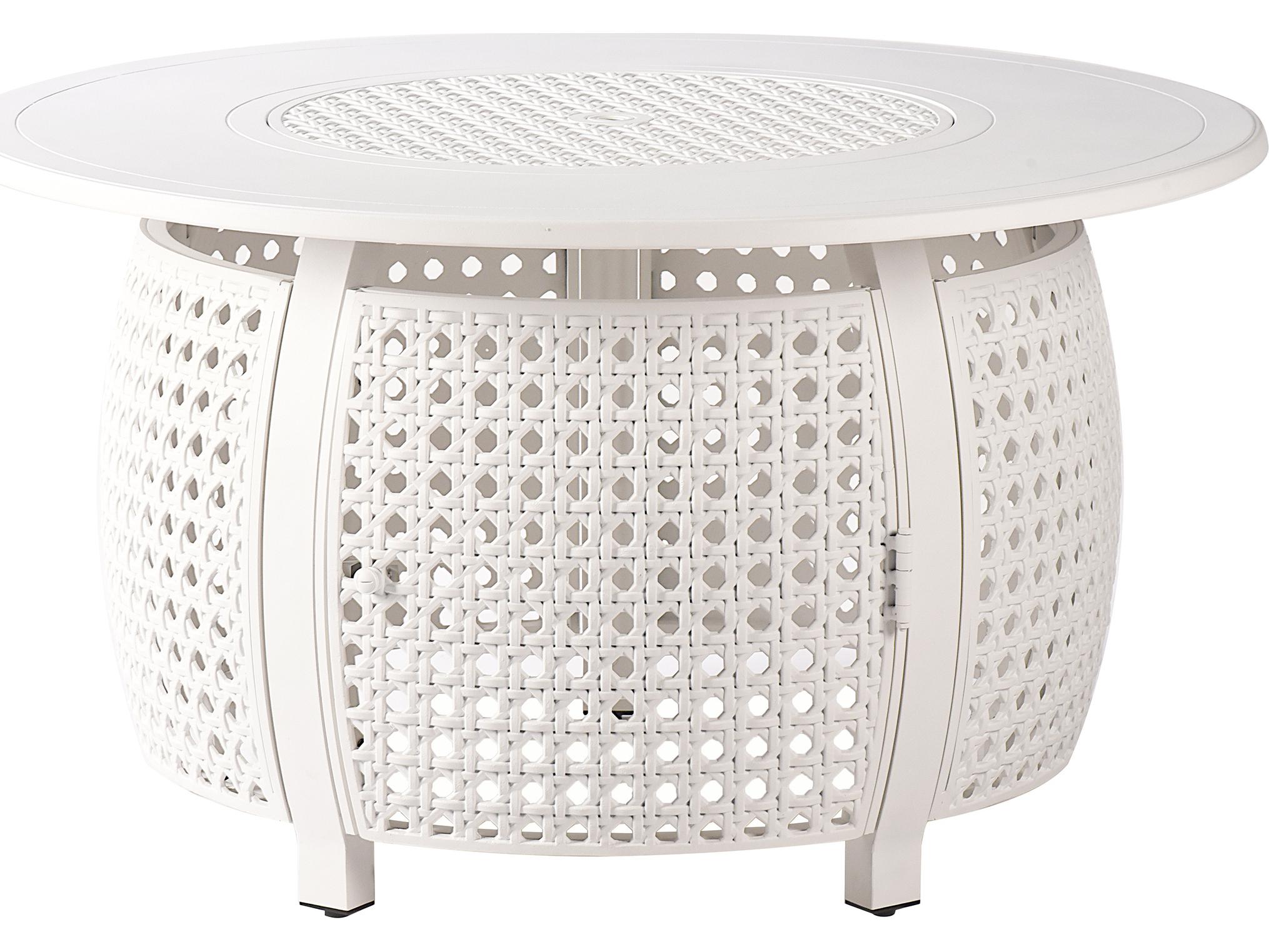 Oakland Living Round Aluminum Propane Outdoor Fire Pit Table with Glass Beads