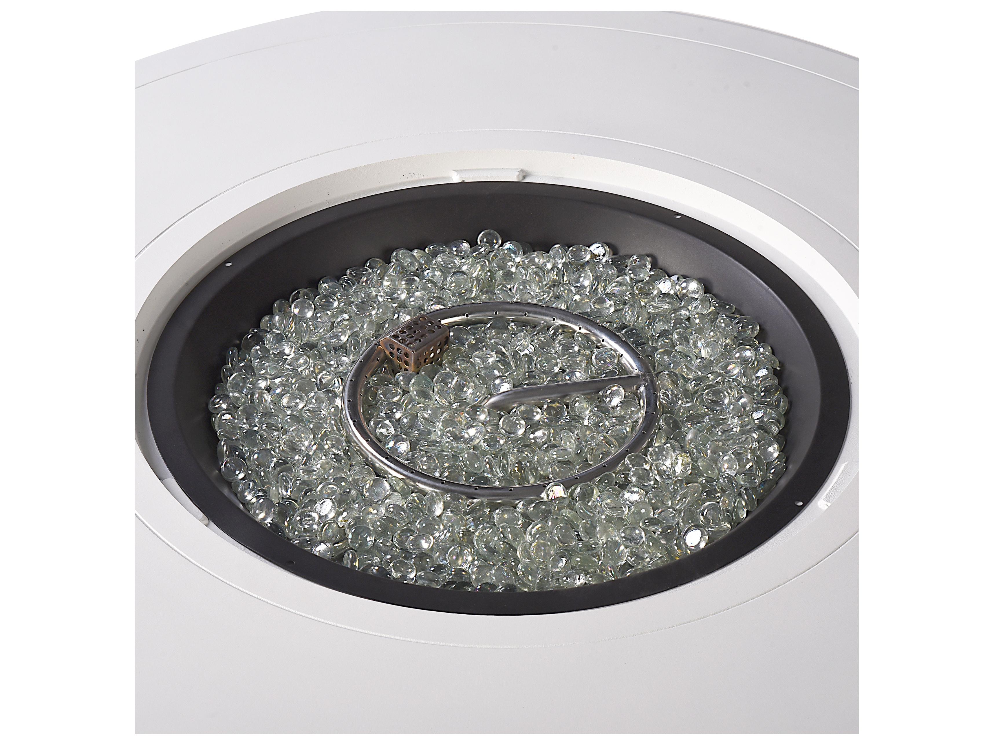 Oakland Living Round Aluminum Propane Outdoor Fire Pit Table with Glass Beads