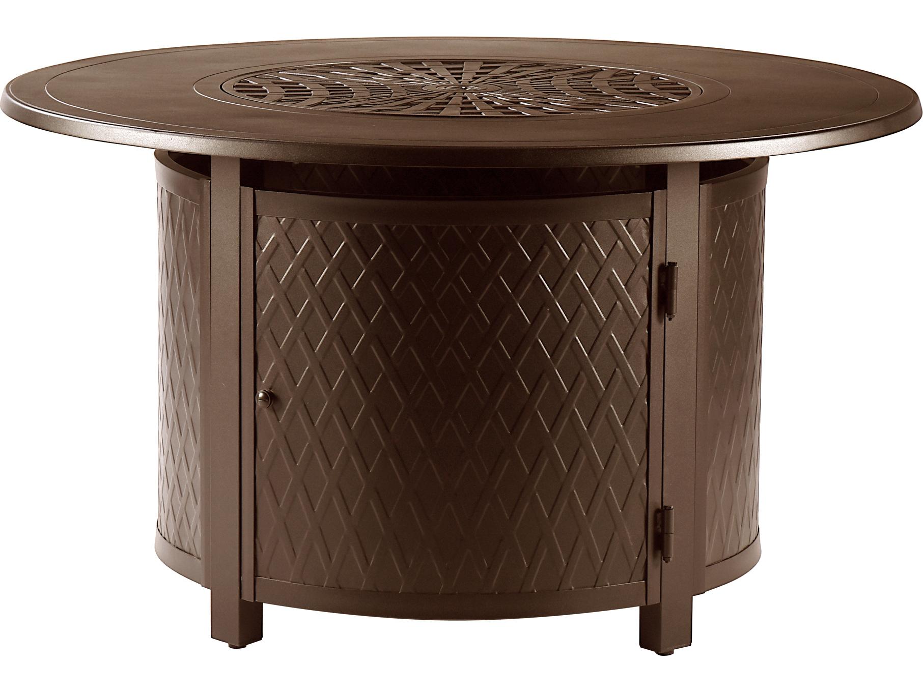 Oakland Living Round Aluminum Propane Patio Fire Pit Table with Glass Beads