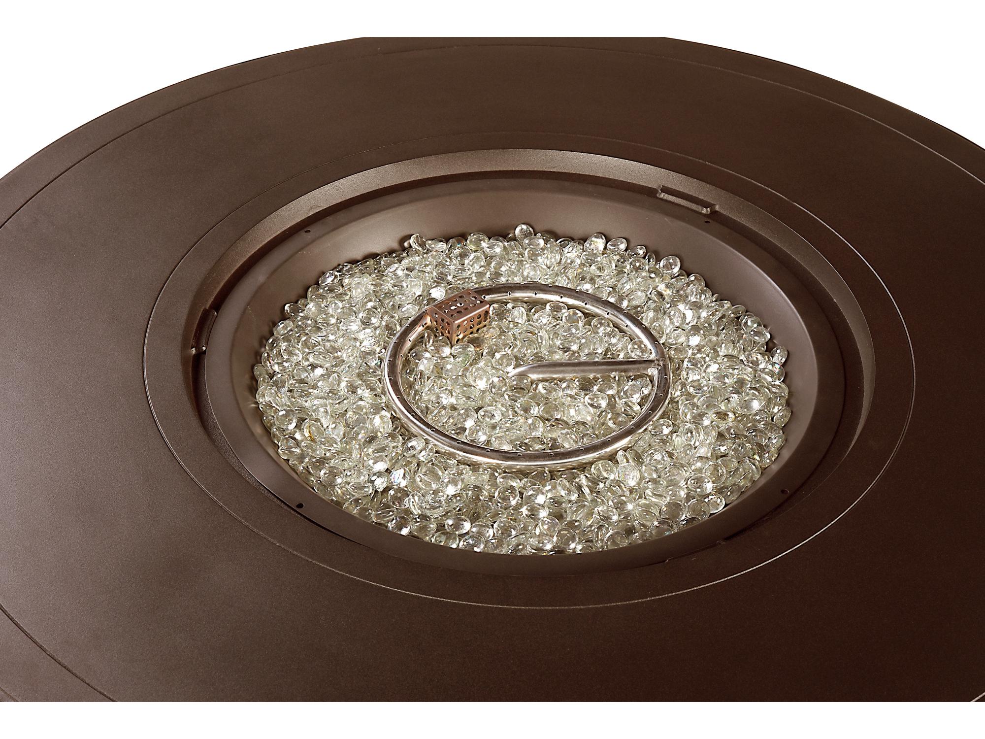 Oakland Living Round Aluminum Propane Patio Fire Pit Table with Glass Beads