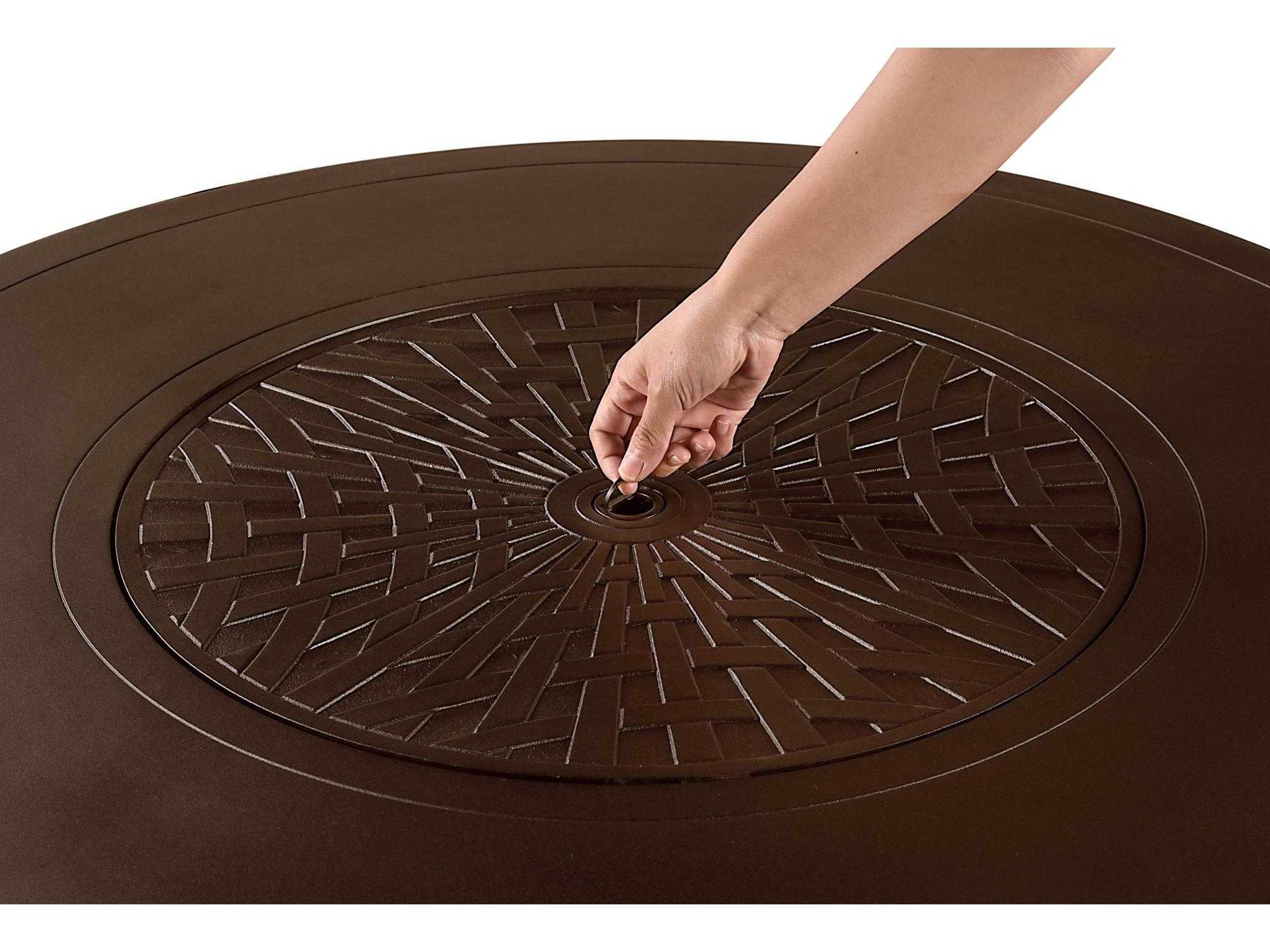 Oakland Living Round Aluminum Propane Patio Fire Pit Table with Glass Beads