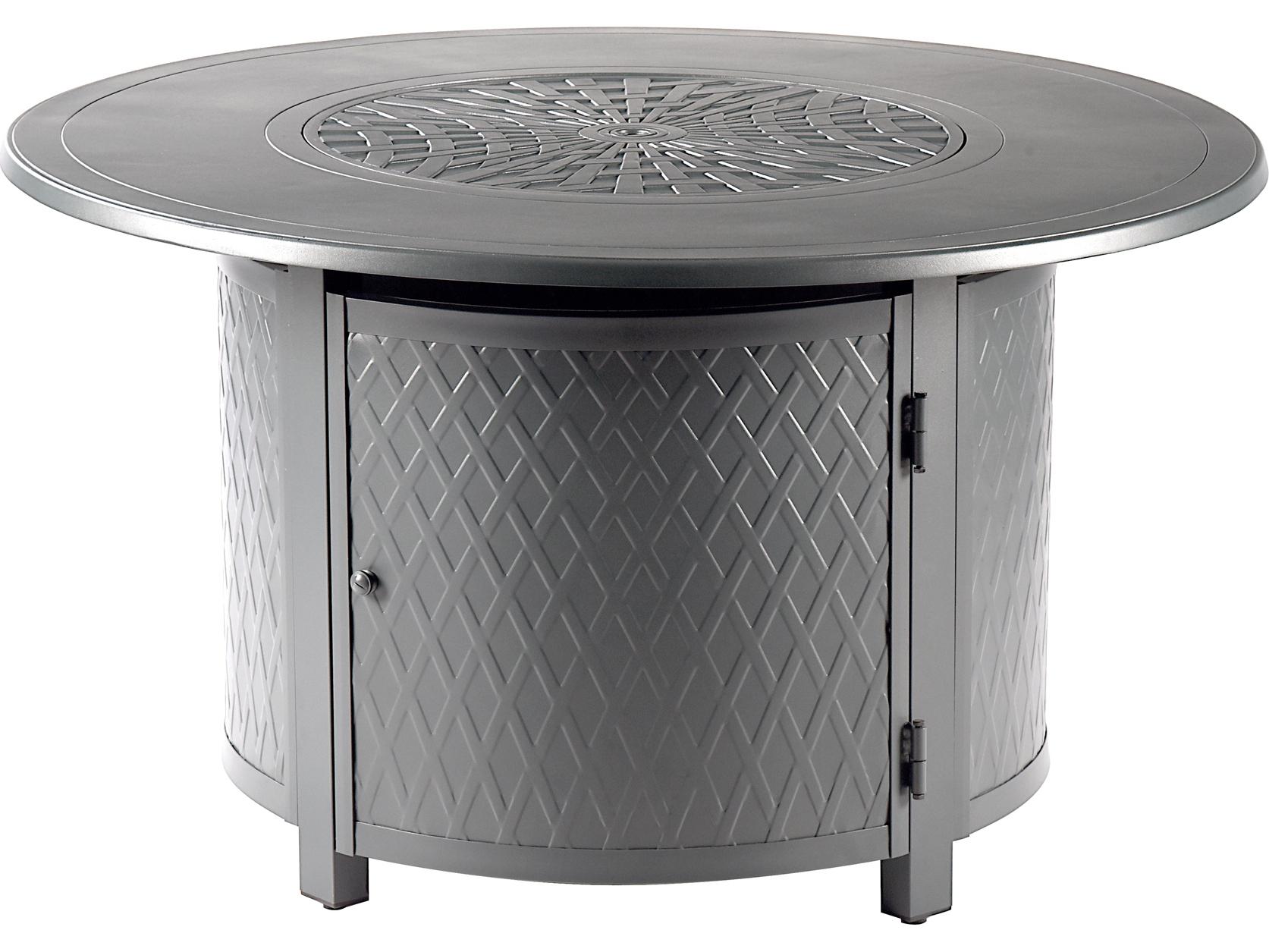 Oakland Living Round Aluminum Propane Outdoor Fire Pit Table with Glass Beads