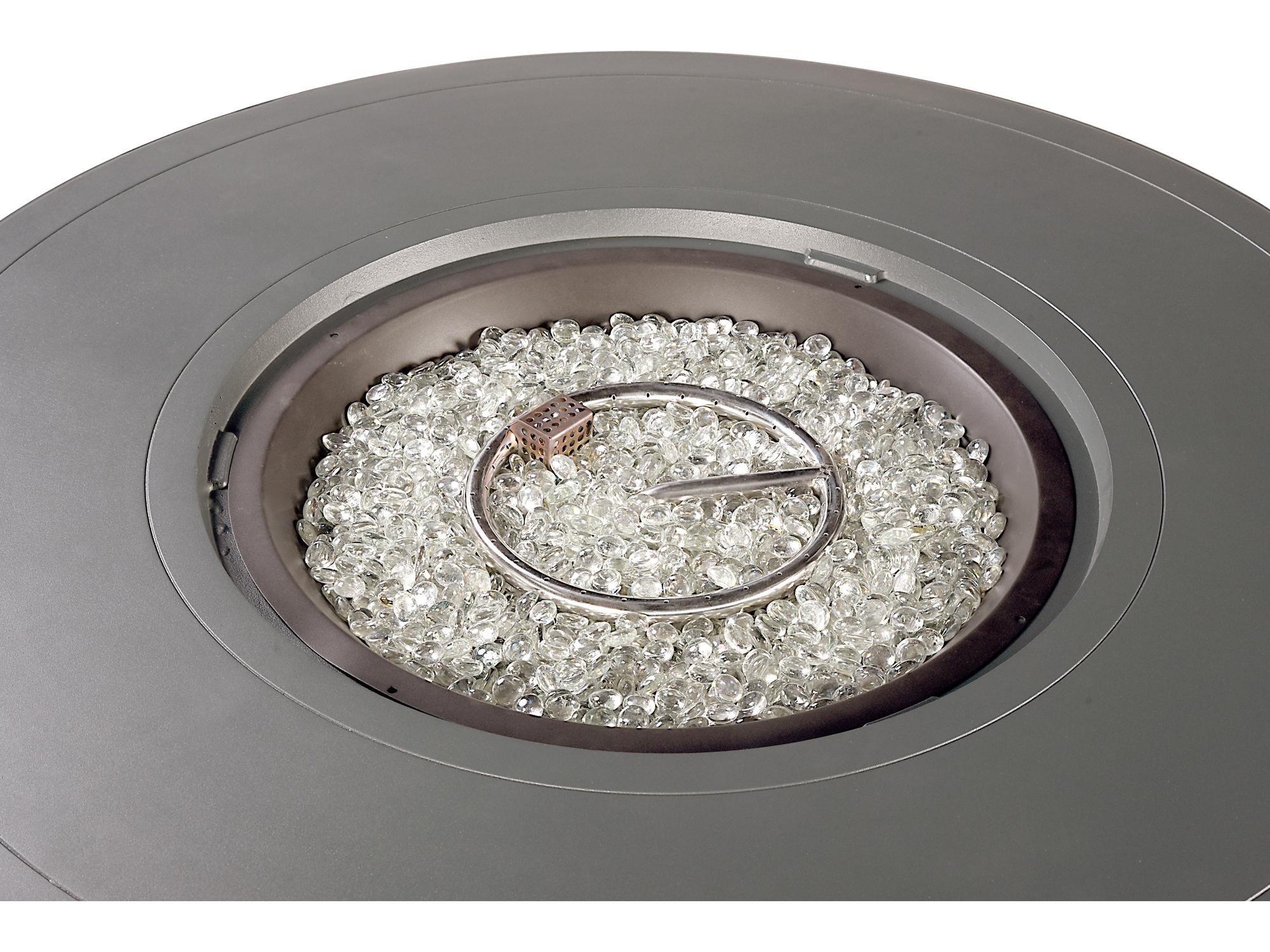 Oakland Living Round Aluminum Propane Outdoor Fire Pit Table with Glass Beads