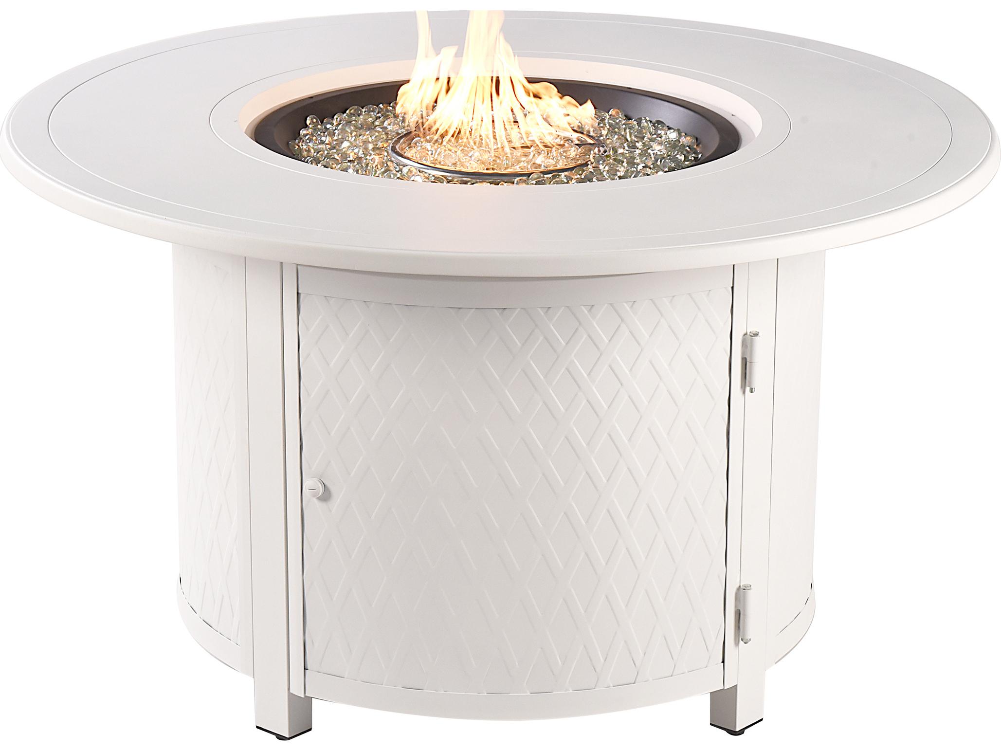 Oakland Living Round Aluminum Propane Outdoor Patio Fire Pit Table with Glass Beads