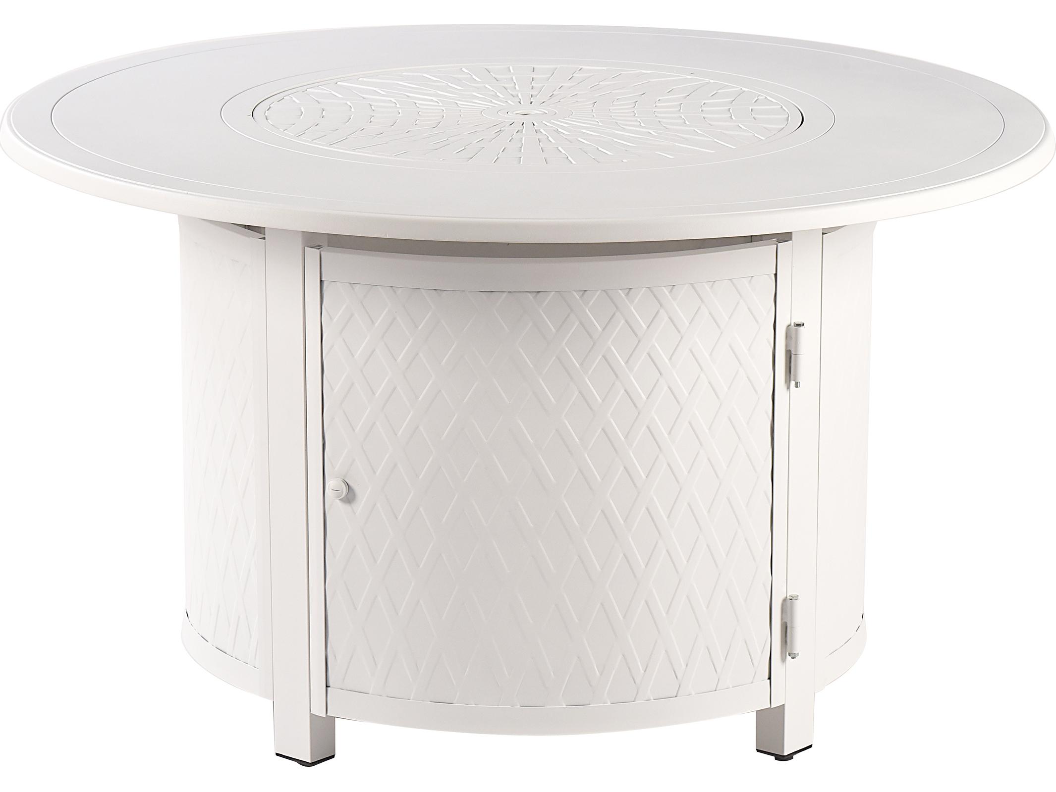 Oakland Living Round Aluminum Propane Outdoor Patio Fire Pit Table with Glass Beads