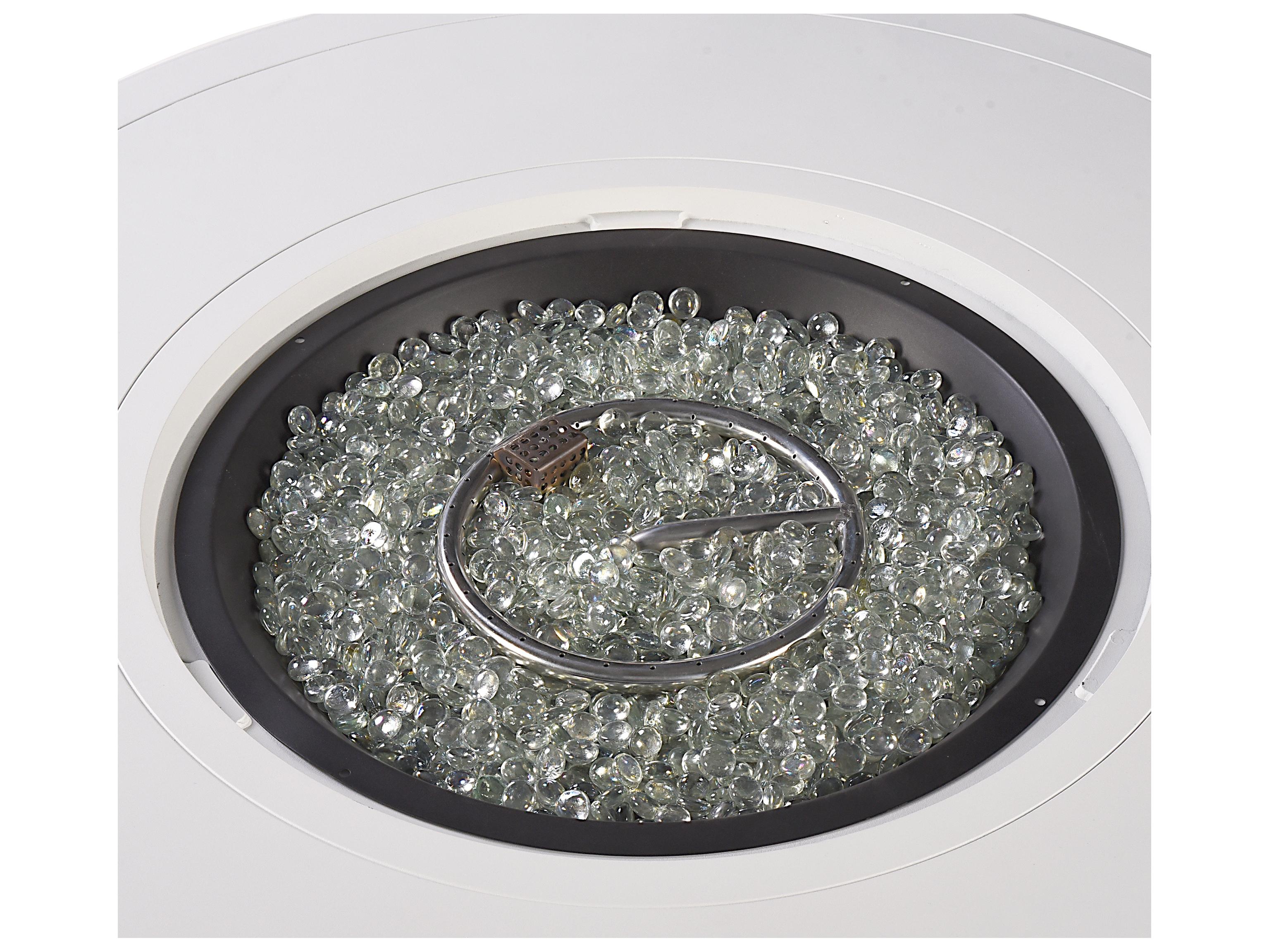 Oakland Living Round Aluminum Propane Outdoor Patio Fire Pit Table with Glass Beads